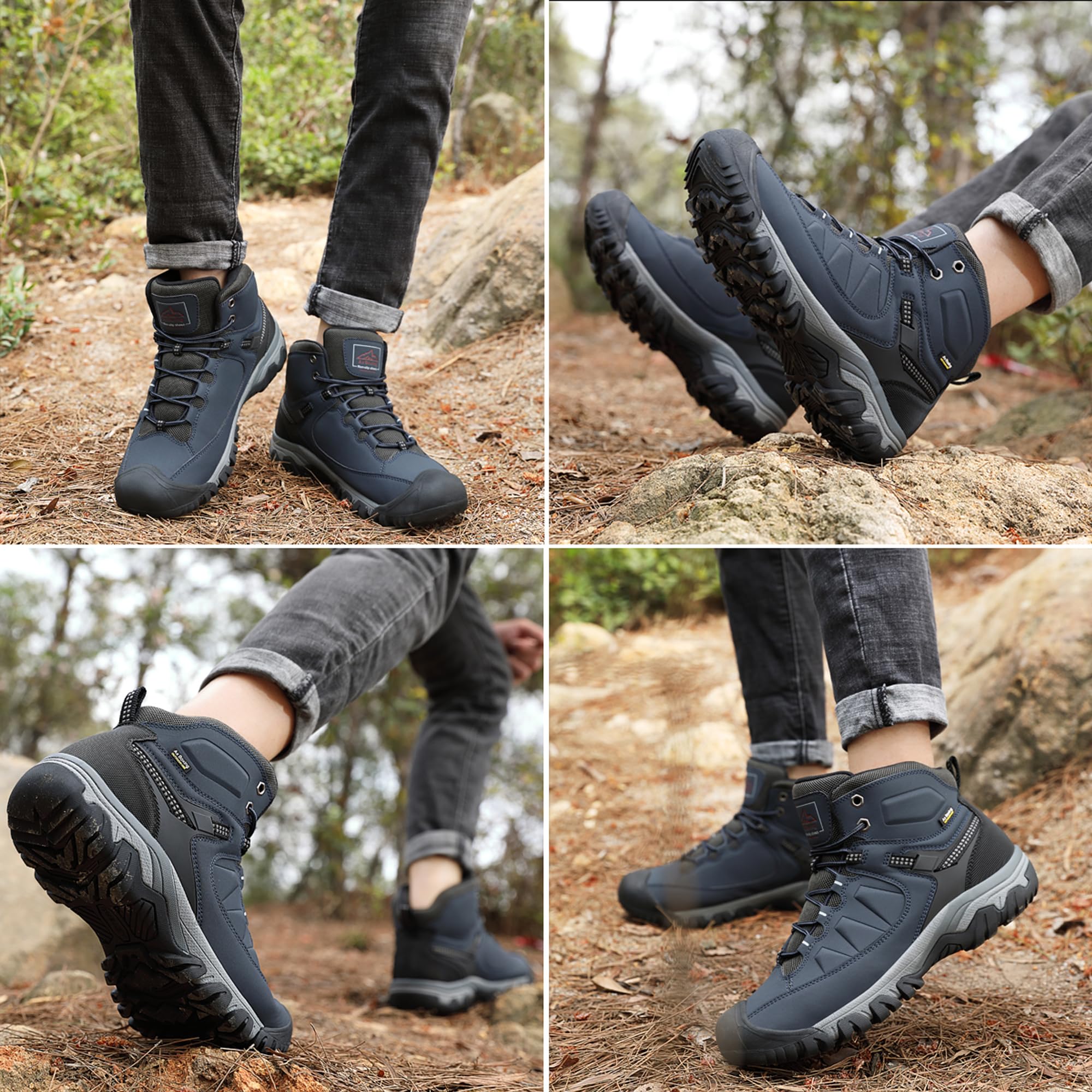 AX BOXING Winterschuhe Herren Gefüttert Winterstiefel Warm Wanderschuhe Draussen Winterboots Rutschfeste Wanderstiefel Schneestiefel Trekkingschuhe Größe 41-46 EU