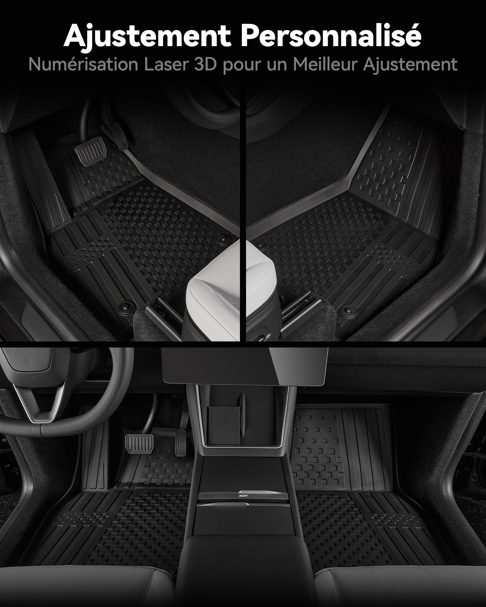 3W Tapis de Sol pour Tesla Model Y Juniper 2025 2026, Compatible avec Model Y Standard 2026 et Premium/Performance, Set 4 Pièces en Thorex™, Protection Toutes Saisons, Antidérapant et Imperméable