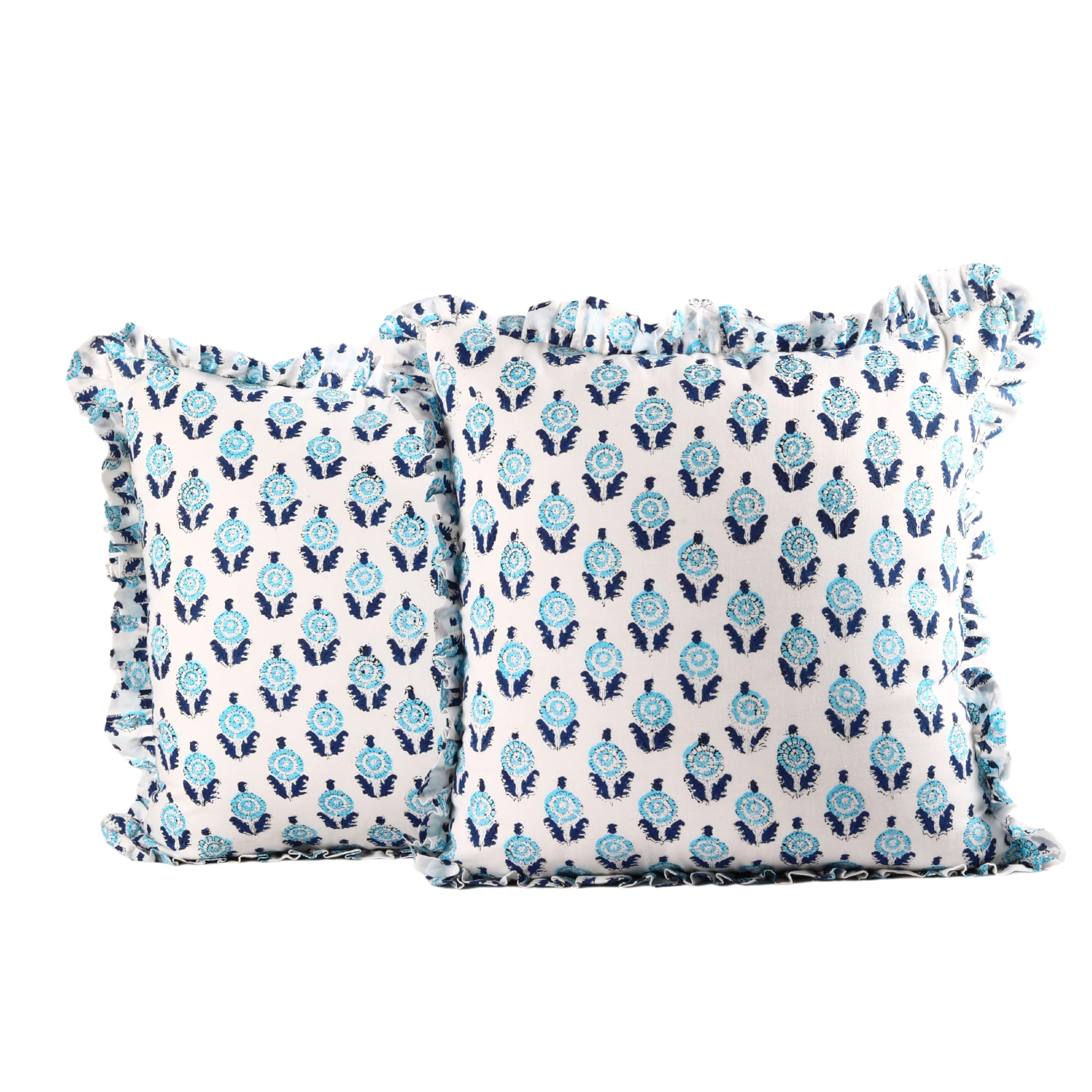 Trade Star 100% Cotton Cushion Cover Set of 2 Throw Pillow Cover Vintage Designer Pillow Case Lightweight Reversible Decorative Cushion Case Beautiful