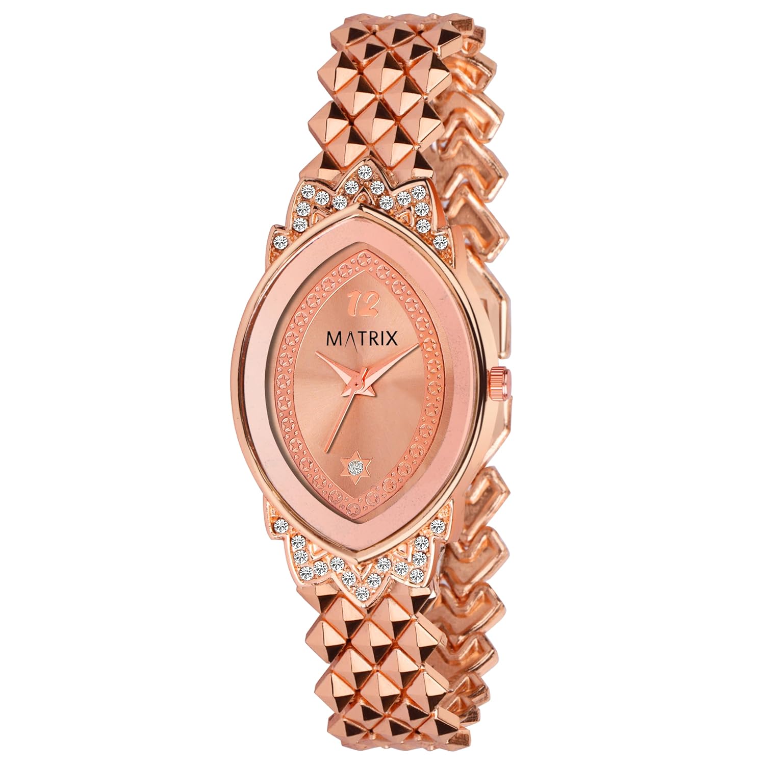 Matrix Daisy Collection | Stone Studded Dial with Designer Bracelet Chain Analog Watch for Women & Girls