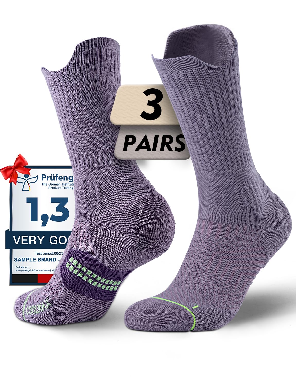 Juclise Coolmax Bamboo Viscose Compression Crew Socks
