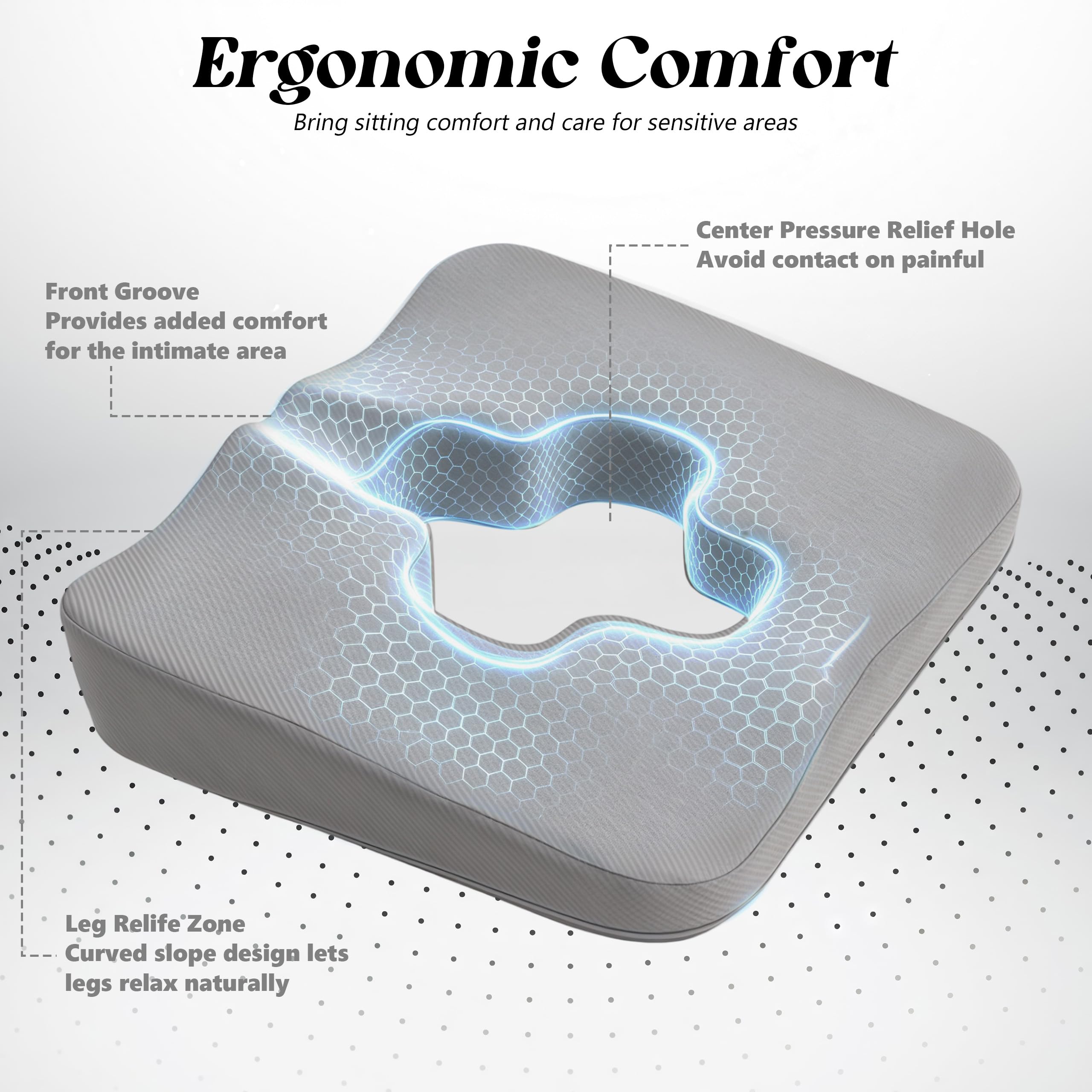 Dekubitus Sitzkissen Steißbeinschmerzen zur Wirksamen Linderung von Hämorrhoiden Prostata Ischias Memory Foam Steißbeinkissen Orthopädisch Sitzring mit Stoffbezug für Bettlägerigkeit Langes Sitzen
