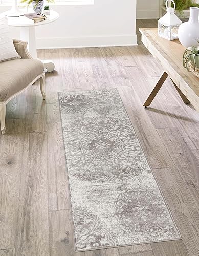 Unique Loom Sofia Collection - Alfombra grande (2 pies x 5 pies 1 pulgada, gris claromarfil)