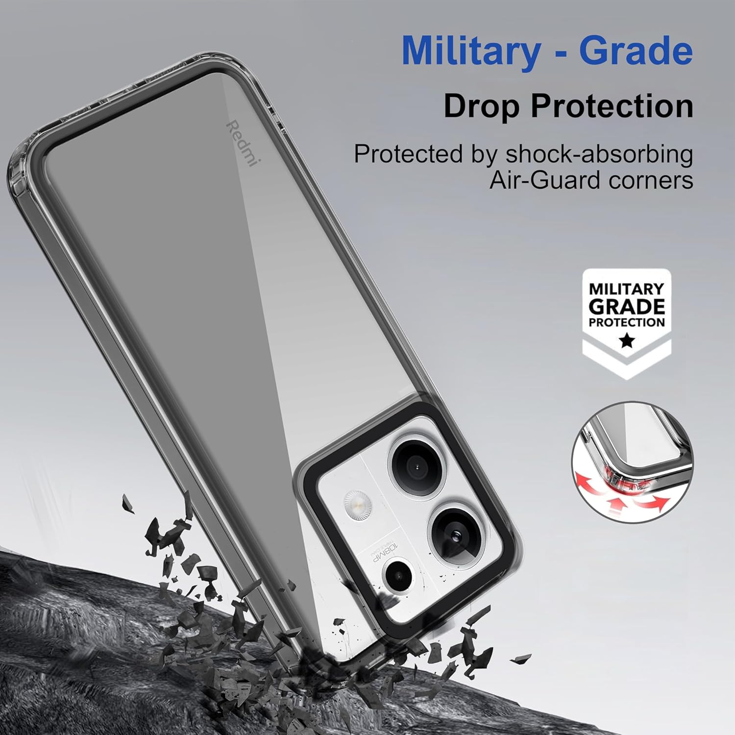 amazon basics Back Case Cover for Mi Redmi Note 13 5G (TPU + PC_Space-Black) offers donot miss