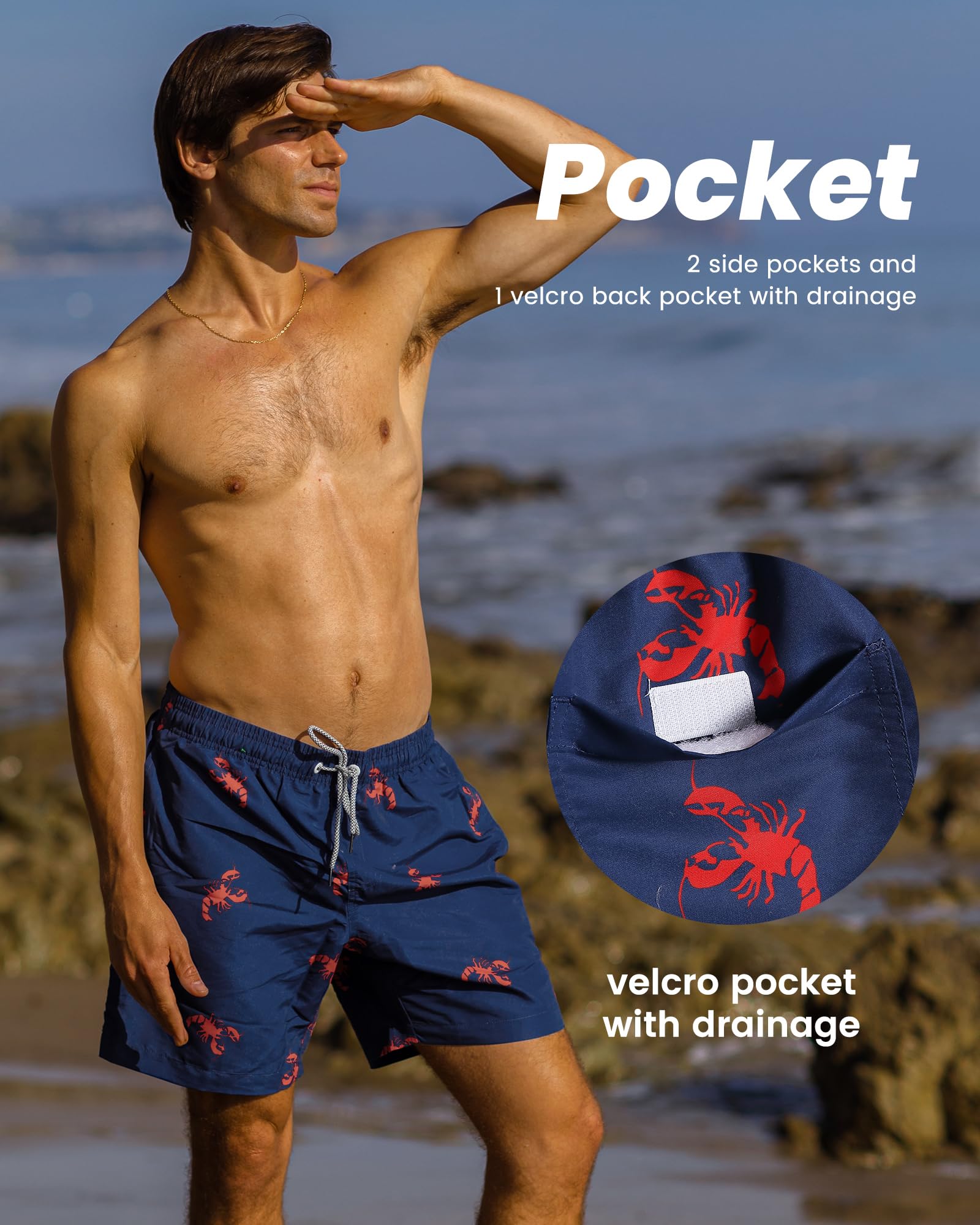 MaaMgic Pantaloncini da Bagno da Uomo Asciugatura Veloce Costume da Bagno per Surf sulla Spiaggia Multi-funzioni Allenamento casa con Fodera in Mesh con Fodera in Mesh