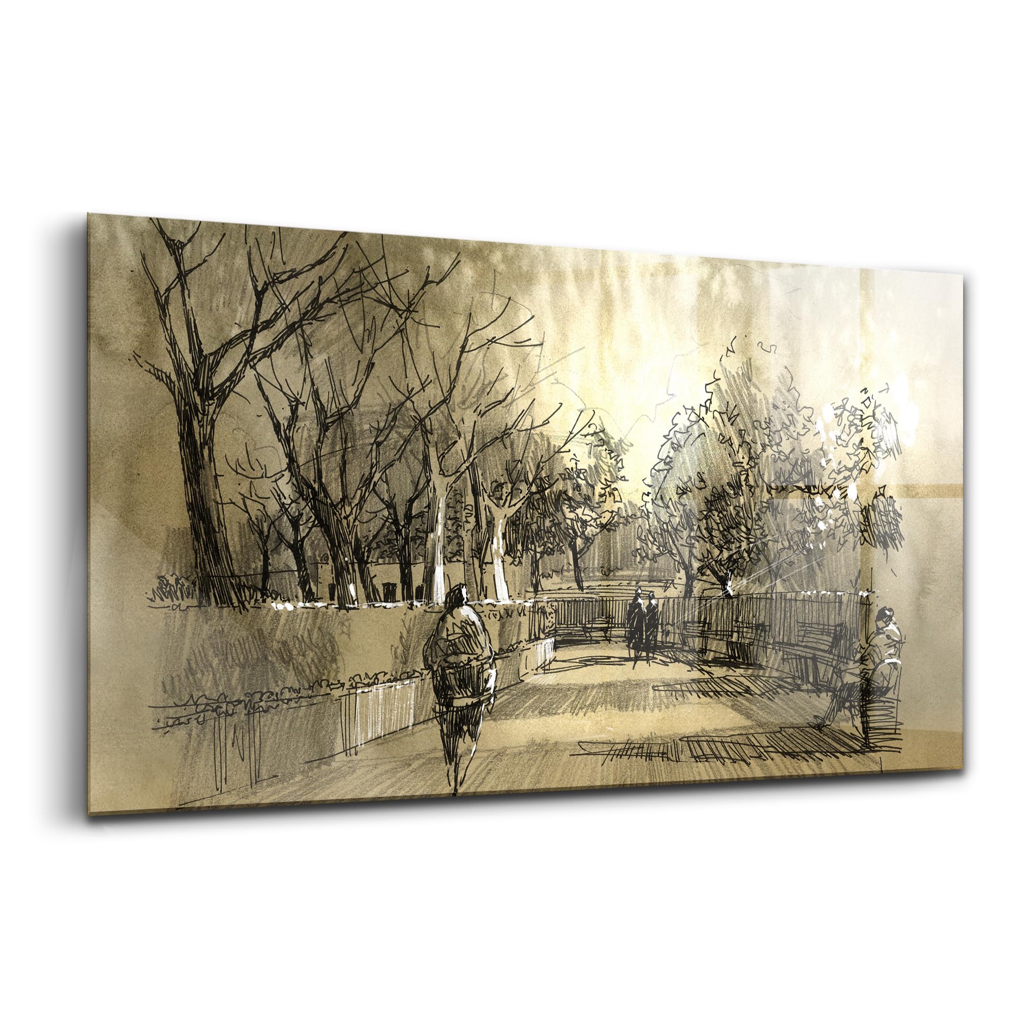 Wallart sépia tree park decoration interieure moderne tableau image verre colore - 6