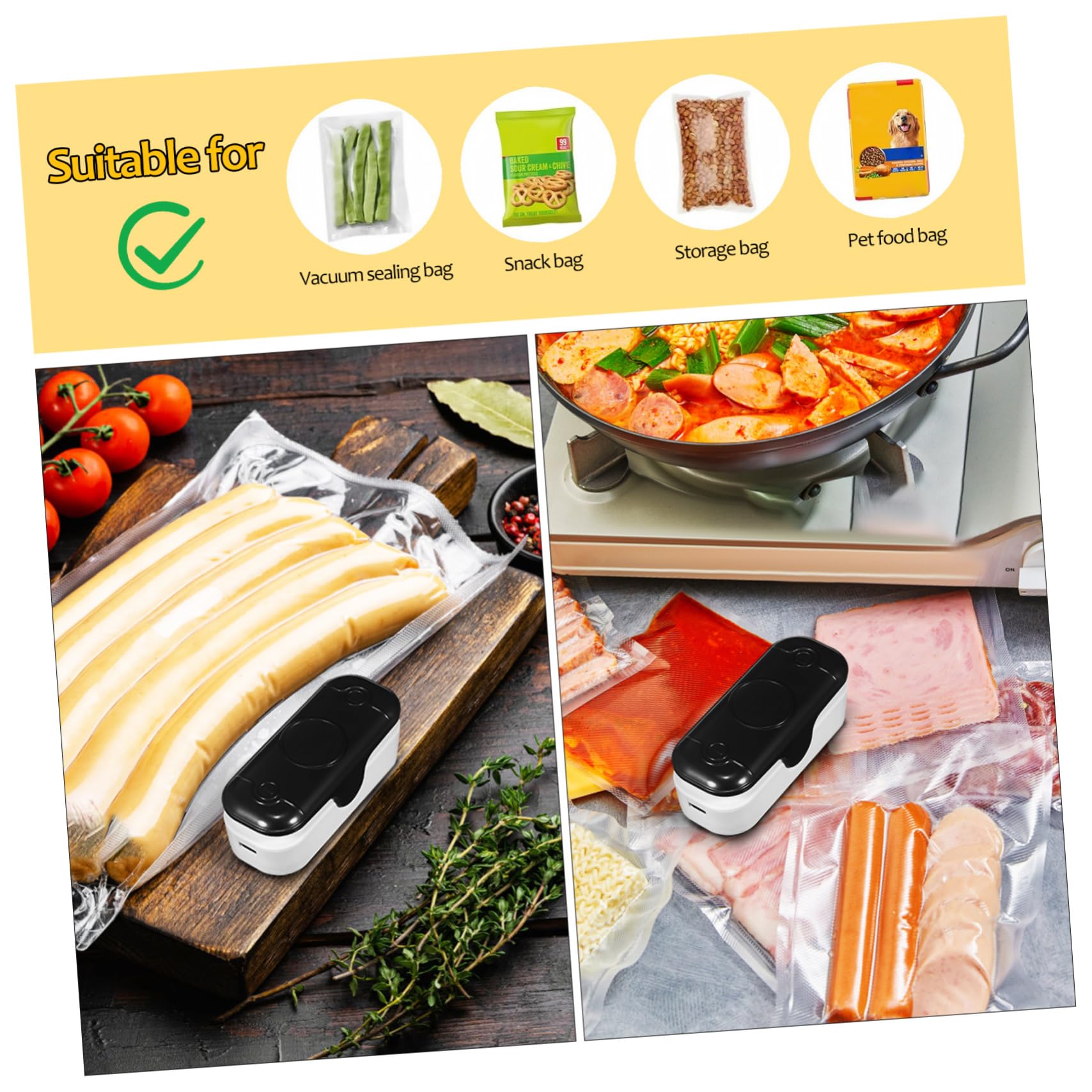 Gatuida 5pièces Scelleur De Portable Rechargeable Machine De Scellement Thermique Compacte Pour Rangement Facile Pour Et Camping