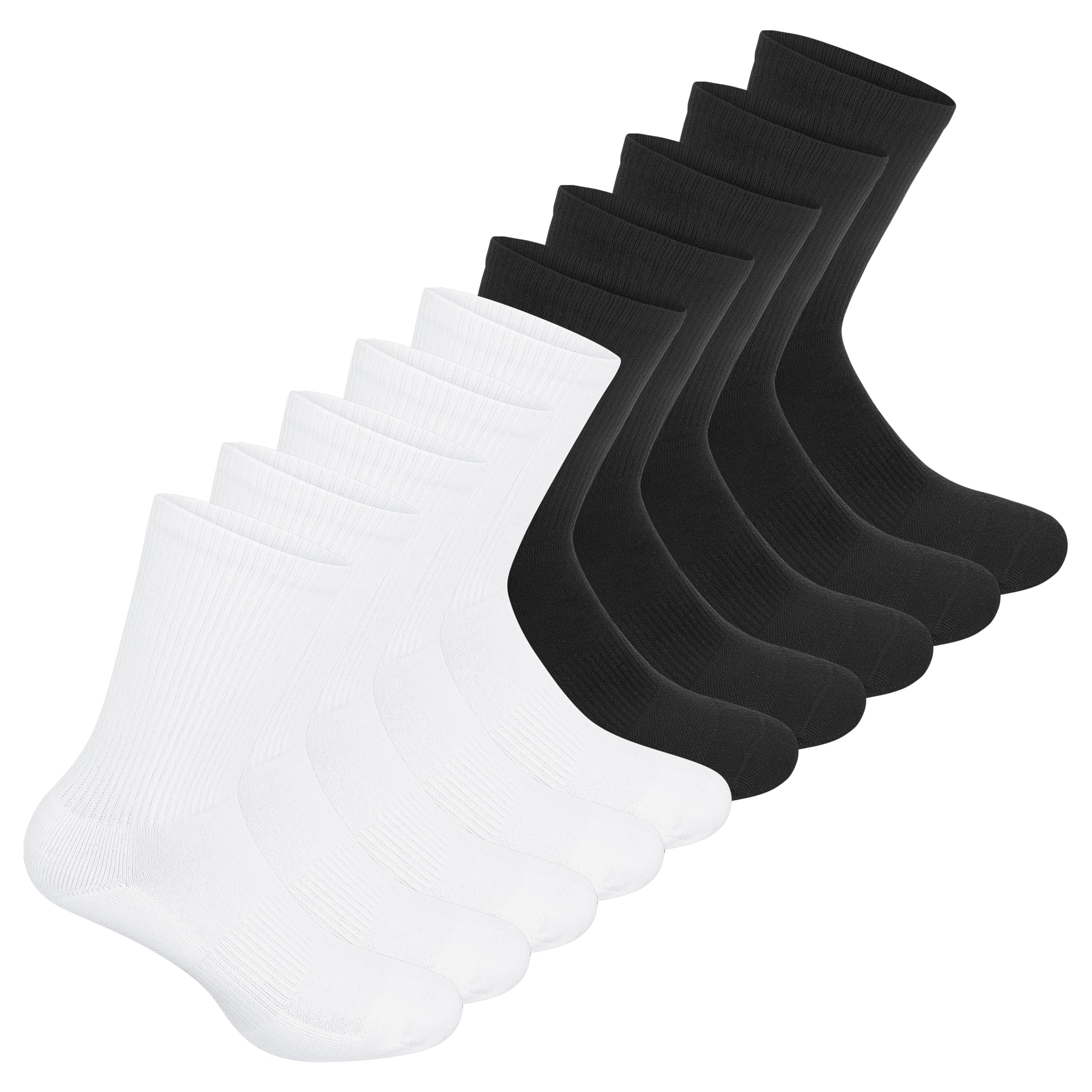 NYME Tennissocken Damen Herren 6-10 Paar - Socken Herren Atmungsaktive & Gepolsterte Sportsocken - Baumwolle Schwarze und Weiße Socken - 4 Größen (35-50)