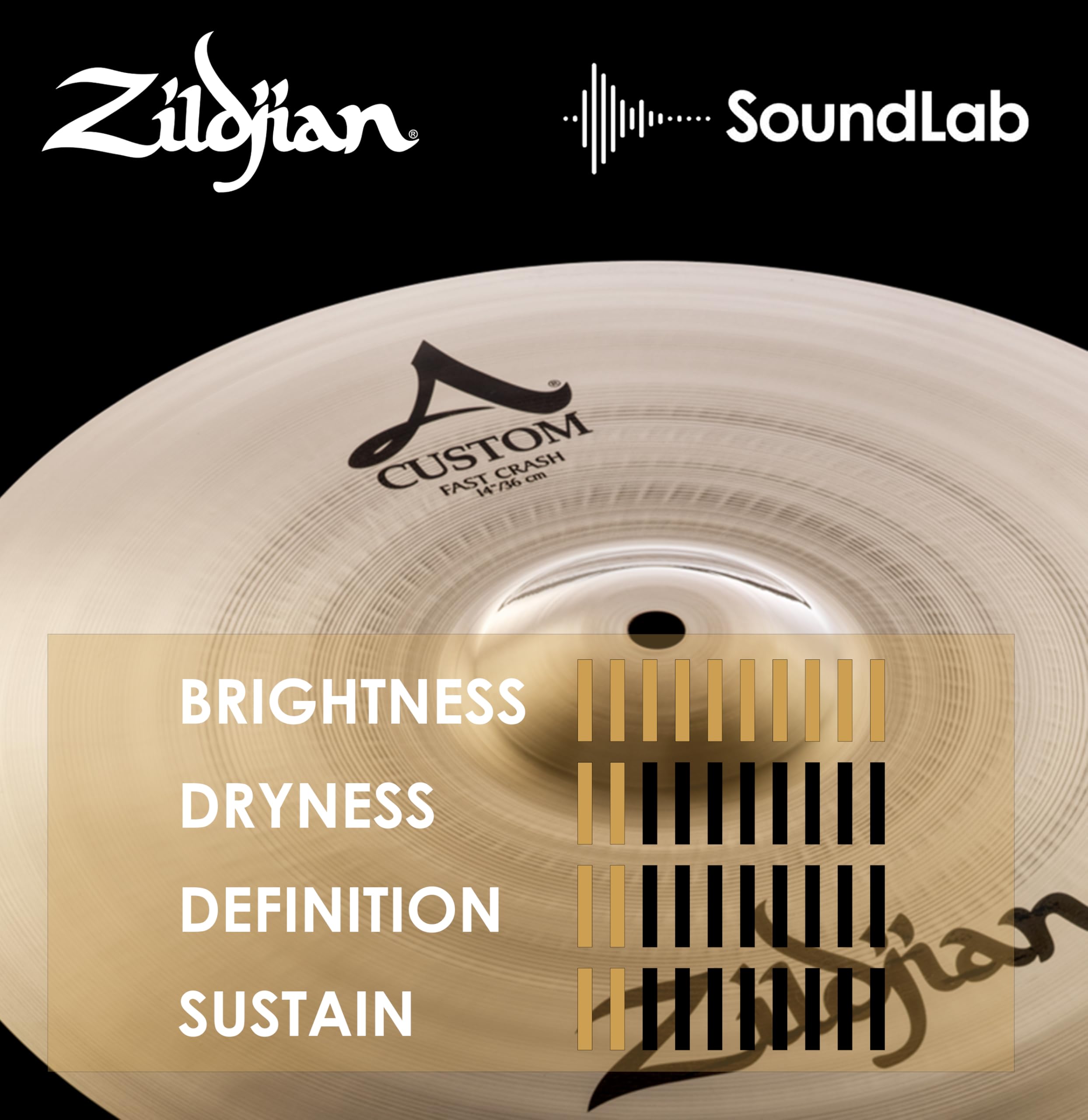 Zildjian A Custom Series - 14" Fast Crash Cymbal - Brilliant finish