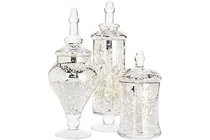 MyGift Silver Mercury Glass Apothecary Jars
