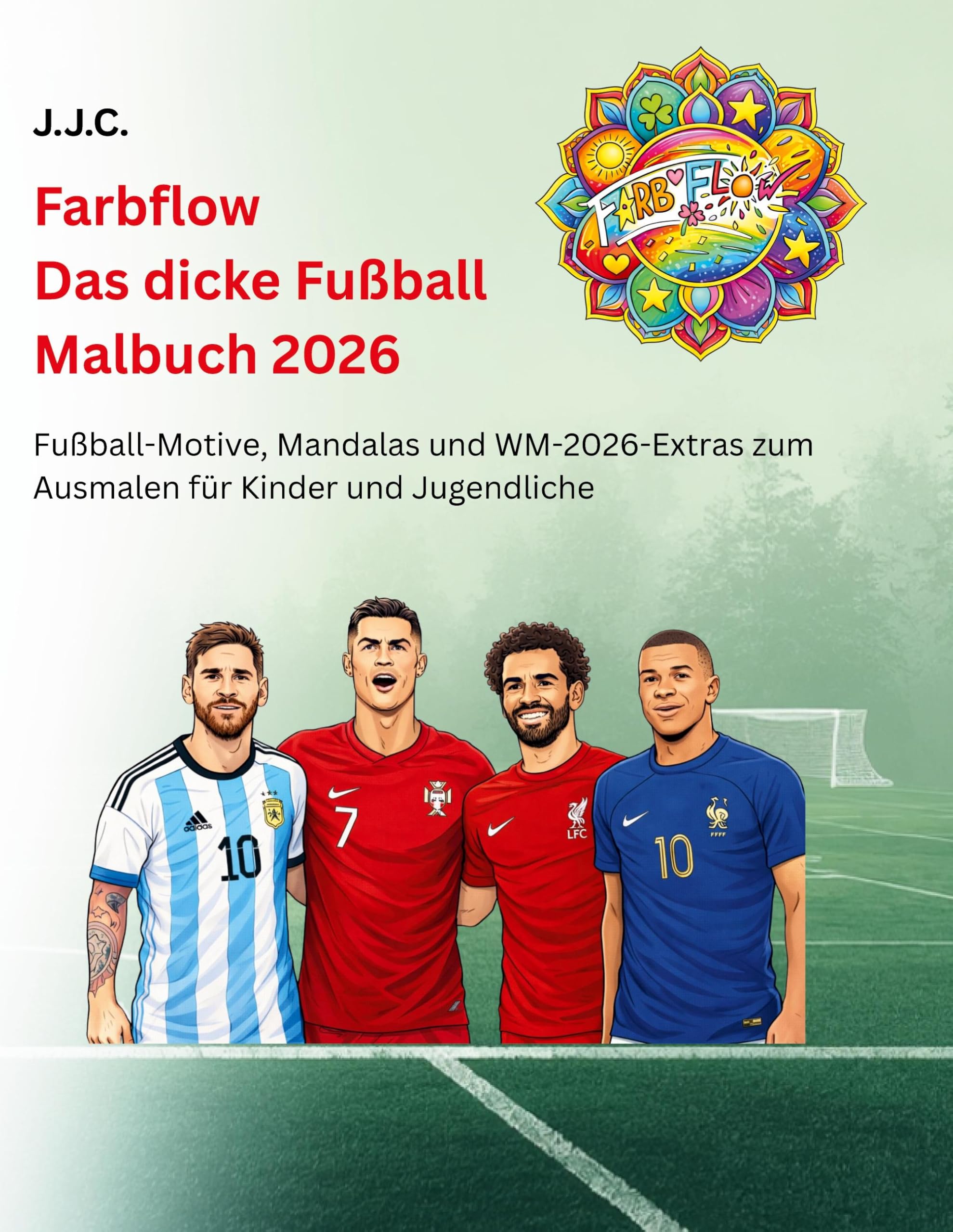 Farbflow - Das dicke Fußball Malbuch 2026: Deine Lieblings Fußballspieler, Spielplan der WM 2026, Mandalas & vieles mehr zum Thema Fußball zum Ausmalen für Kinder und Jugendliche