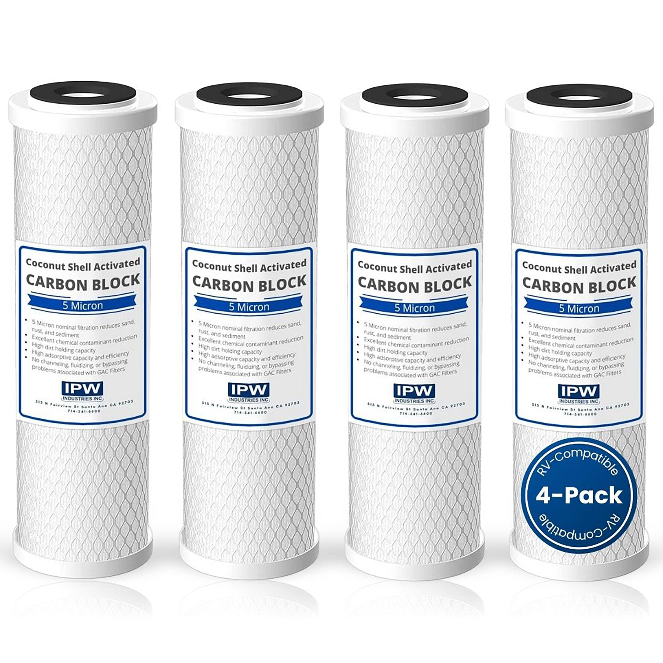 IPW Industries Inc. | 4-Pack Flow-Pur 8 (WCBCS-975-RV) Water Filter Replacement and Water Purifier Activated Carbon Filter for RV Water Filter System