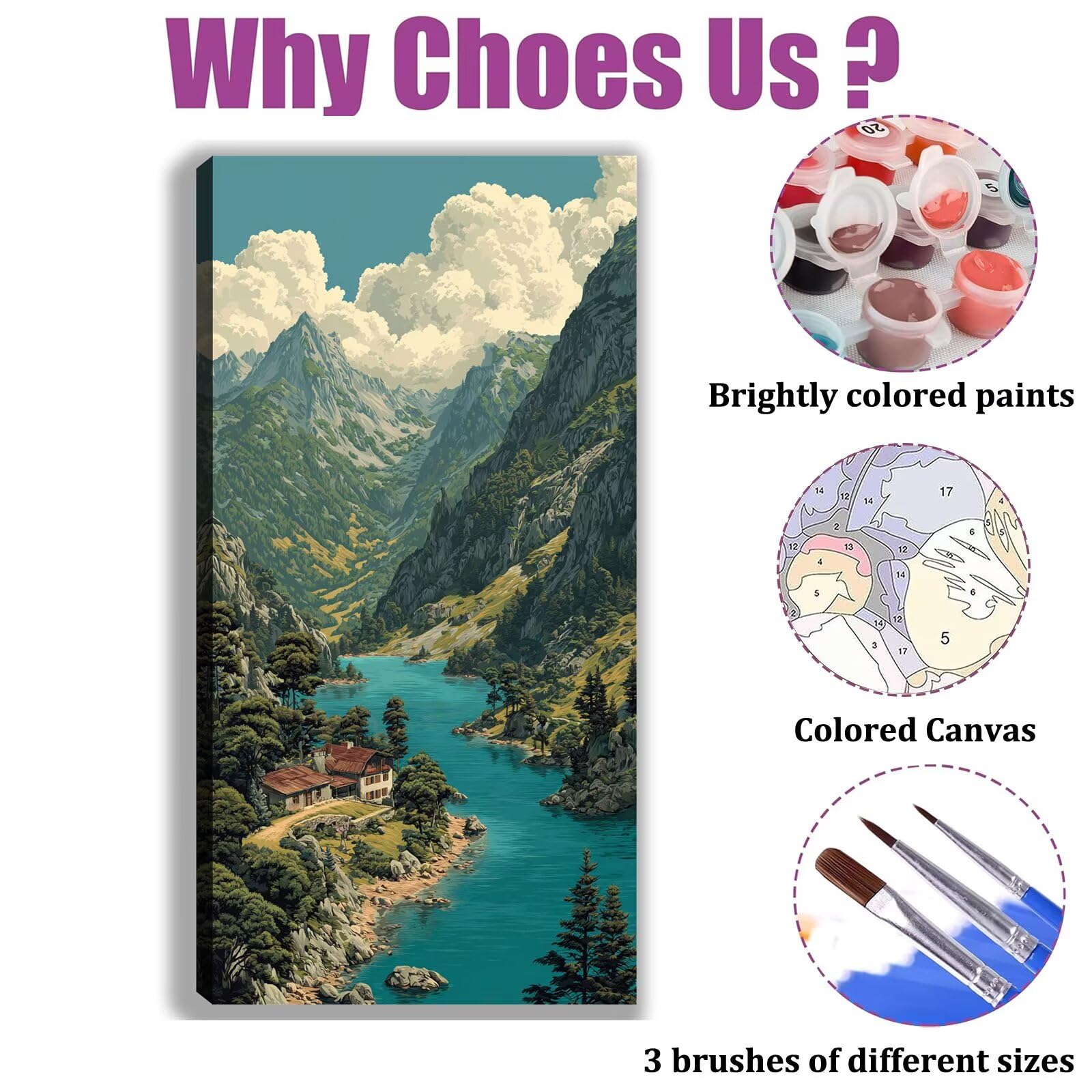 Malen nach Zahlen Erwachsene Großes Format 70x120cm, Natur Panorama DIY Malset Komplettset auf Leinwand, Ohne Rahmen Acryl Ölgemälde Malen nach Zahlen Landschaft, Geschenk für Frauen, w-1046k