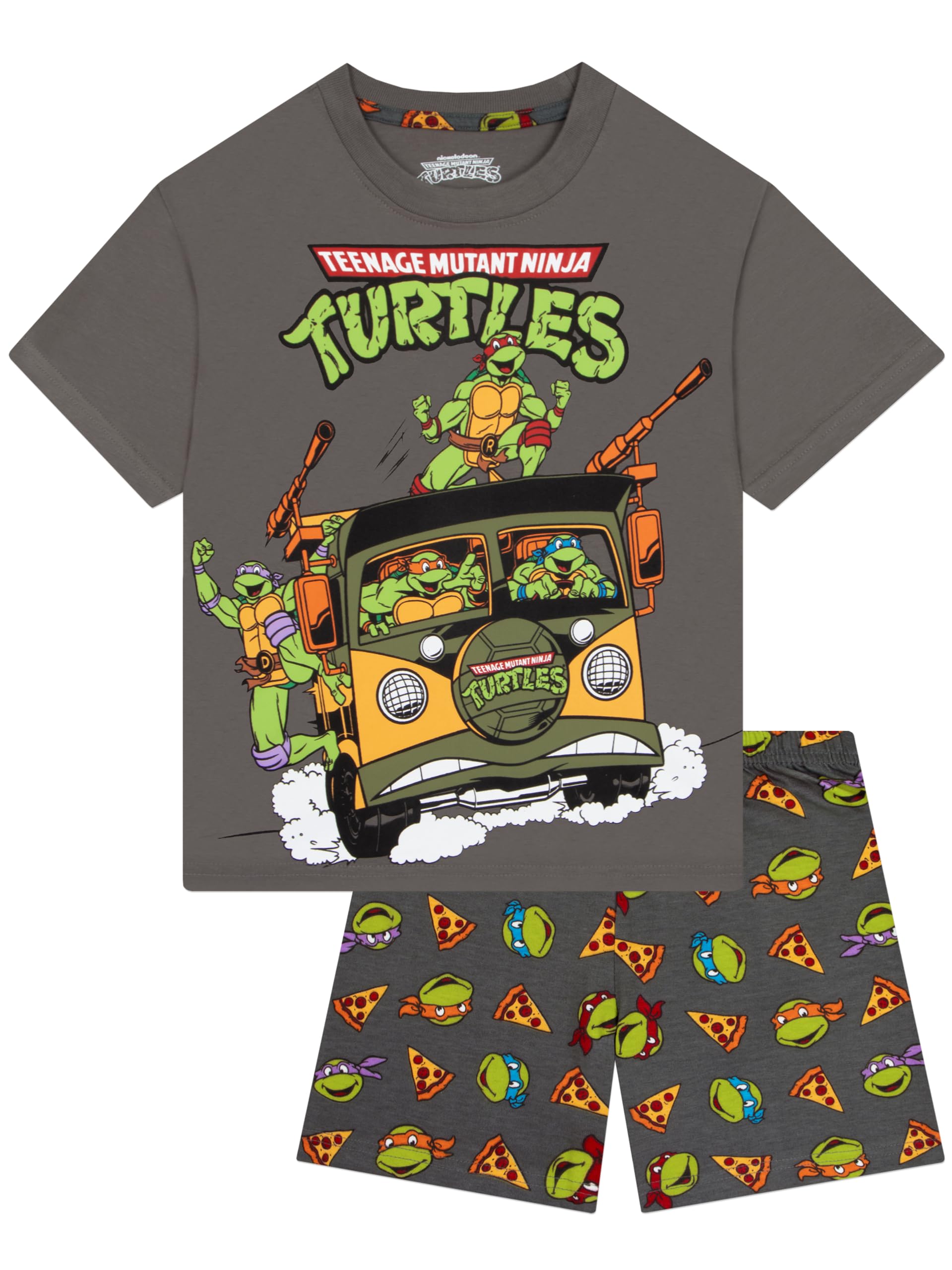 Teenage Mutant Ninja Turtles Boys Pyjamas, Short Sleeve TMNT Boys Pjs, Summer Kids Pjs Set, 9-10 Years Grey
