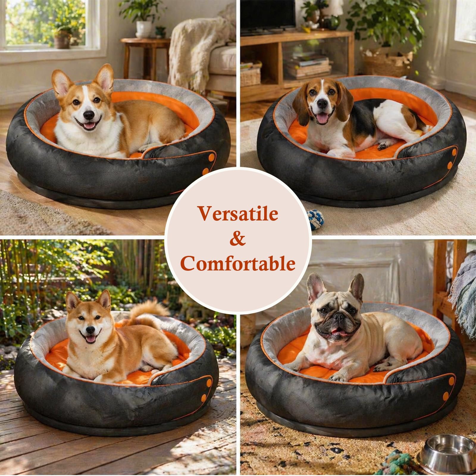Cama Redonda ortopédica para Perros, Cama Mediana para Mascotas con Acolchado de Espuma de Apoyo, cojín Suave y Acogedor para aliviar la ansiedad, Funda extraíble y Lavable