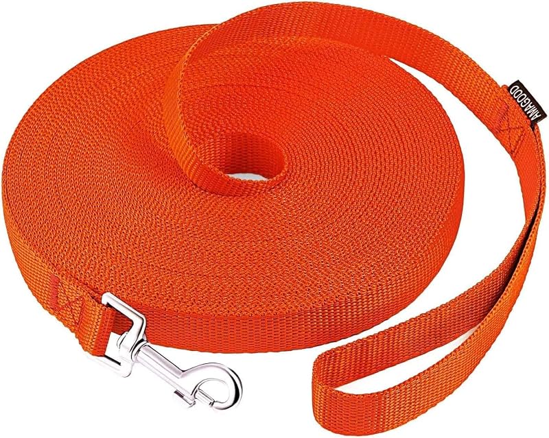 Guia Longa para Adestramento e Recall de Cães AMAGOOD em Corda Trançada Laranja 4,57 m