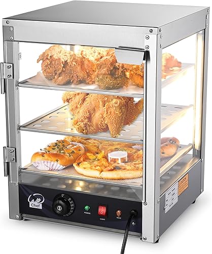 WeChef - Calentador de alimentos comercial de 3 niveles, calentador de pizza, calentador de pastelería para restaurante, cafetería, bufé, 15 x 15 x