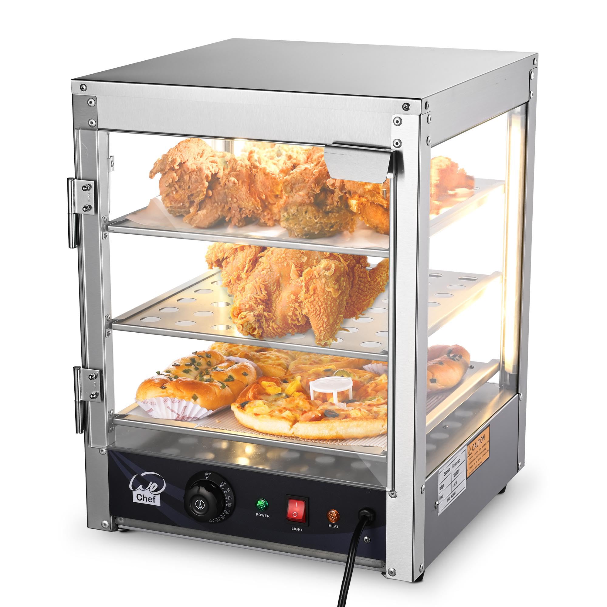 WeChef 3-Tier Commercial Food Warmer Display Pizza Warmer Countertop Pastry Warmer for Restaurant Cafe Buffet 15x15x20