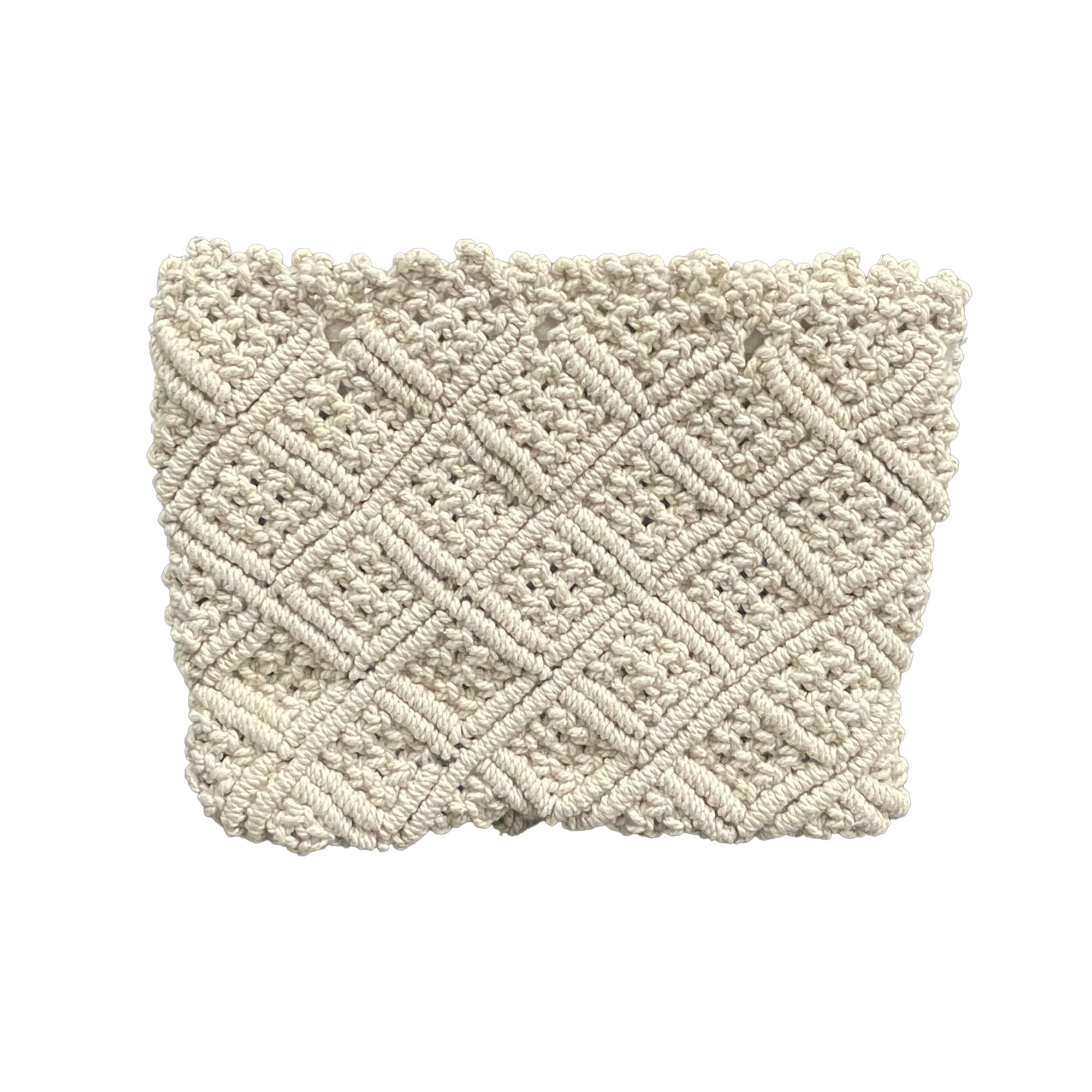 Handwoven Cream Macrame Clutch Bag, Boho Chic Textured Cotton Rope Handbag, Artisan Woven Evening Purse for Beach, Casual Outings, Weddings, and Special Occasions-image-2