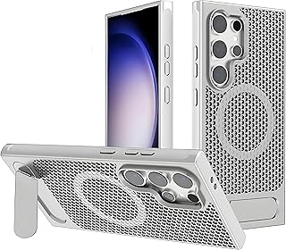 Next Store Protective Case, Compatible with Samsung Galaxy S25 Ultra, with Heat Dissipation and Invisible Kickstand, Supports Magnetic Charging, Durable Case Built-in Stand.(Silver)