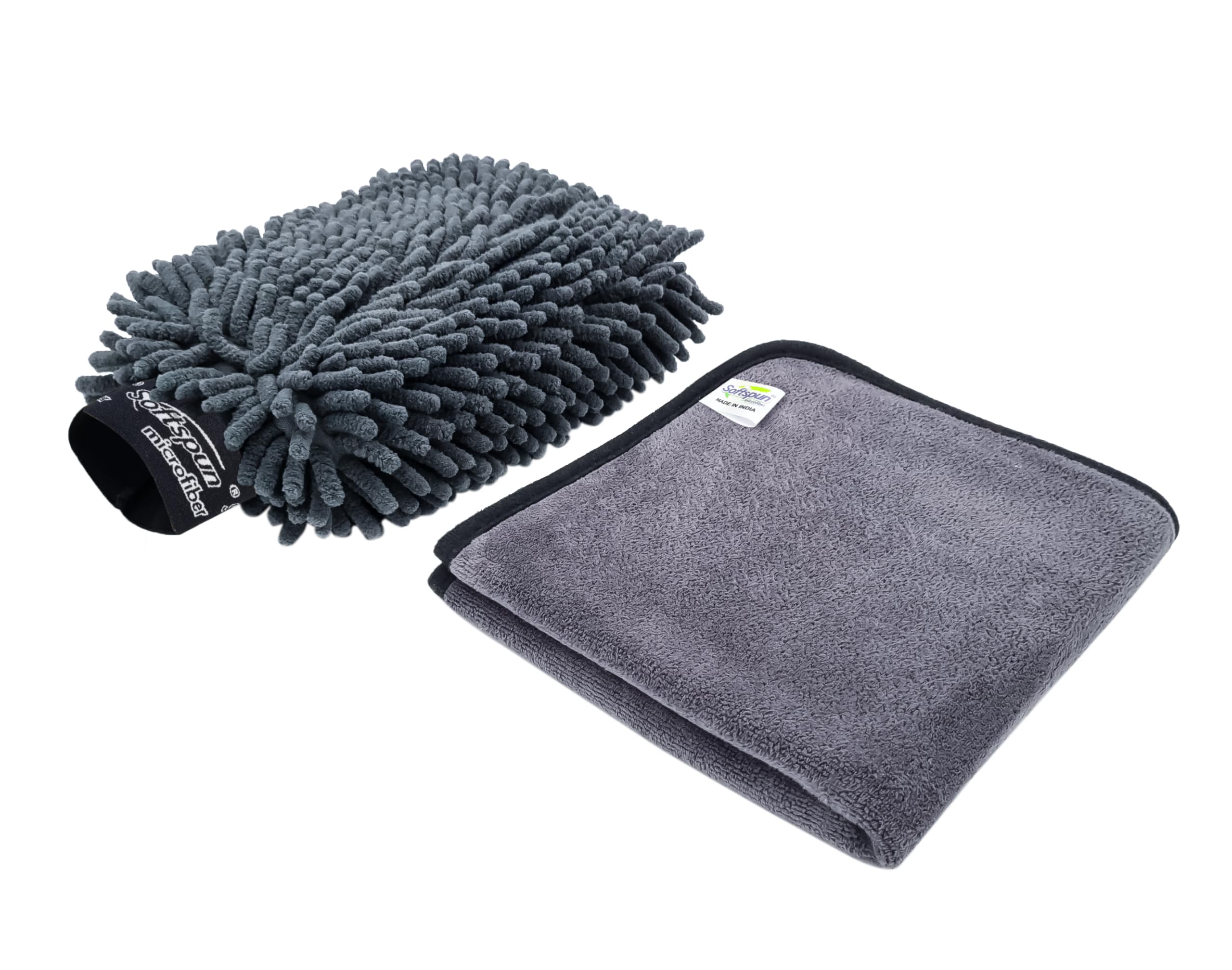 SOFTSPUN Microfiber Super Absorbent Cloth 500 GSM 40X40 & Double Sided Gloves Pc 2 Grey! Edge Towel Set Extra Thick Microfiber Cleaning Cloths Perfect for Bike Auto Cars Both Interior and Exterior. (B0CFTV4BX5) Amazon Price History, Amazon Price Tracker