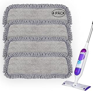 Spray Mop Pads Replacement Head Compatible with Swiffer PowerMop - MEXERRIS Microfiber Wet Dry Dust Mop Washable Mop Heads Refills Home Commercial Use for Hardwood Laminate Tiles Wall -4 Pack