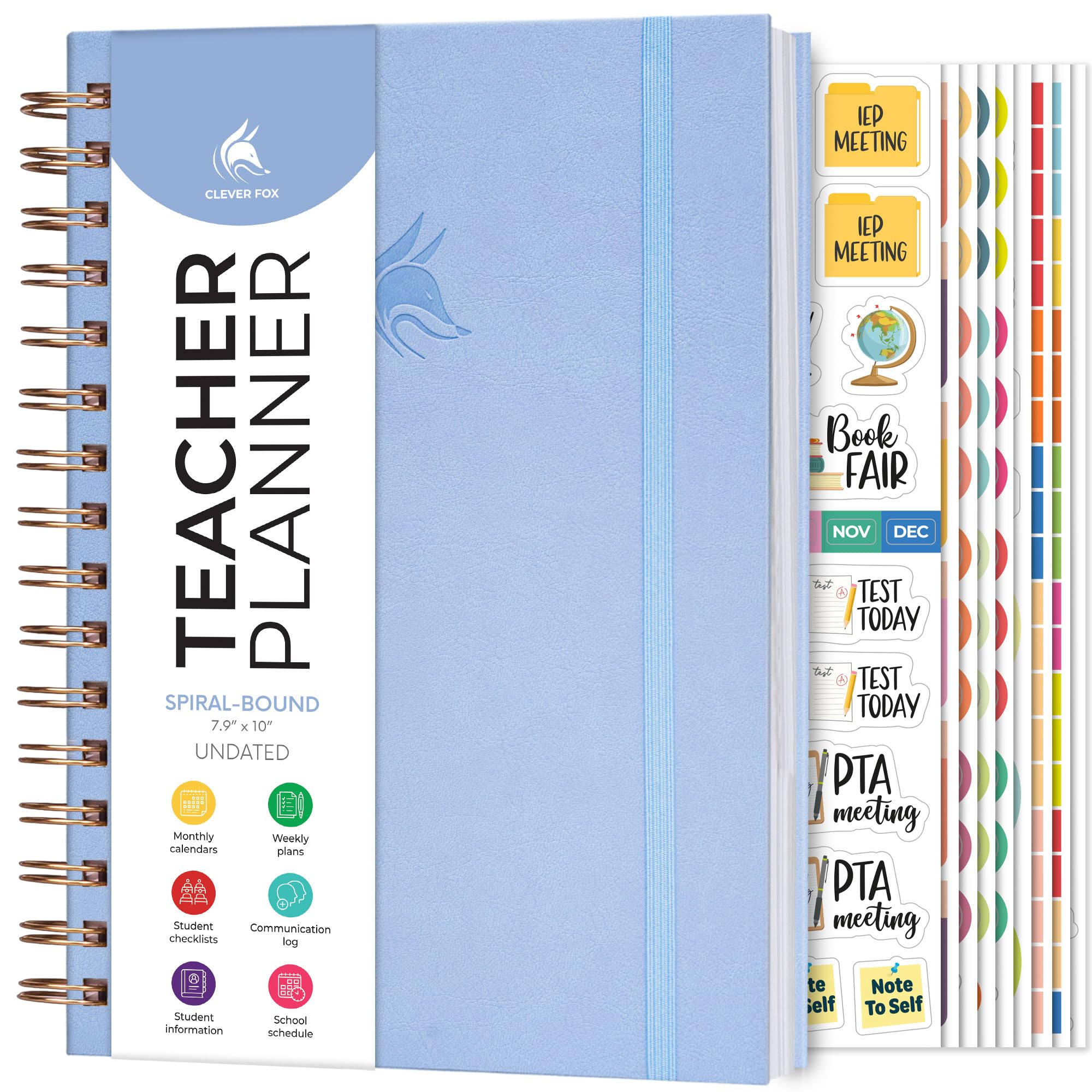 Clever Fox Teacher Planner Spiral – School Year Planner with Calendars & Lesson Plans – Teacher Plan Book for Classroom & Homeschool Organization -