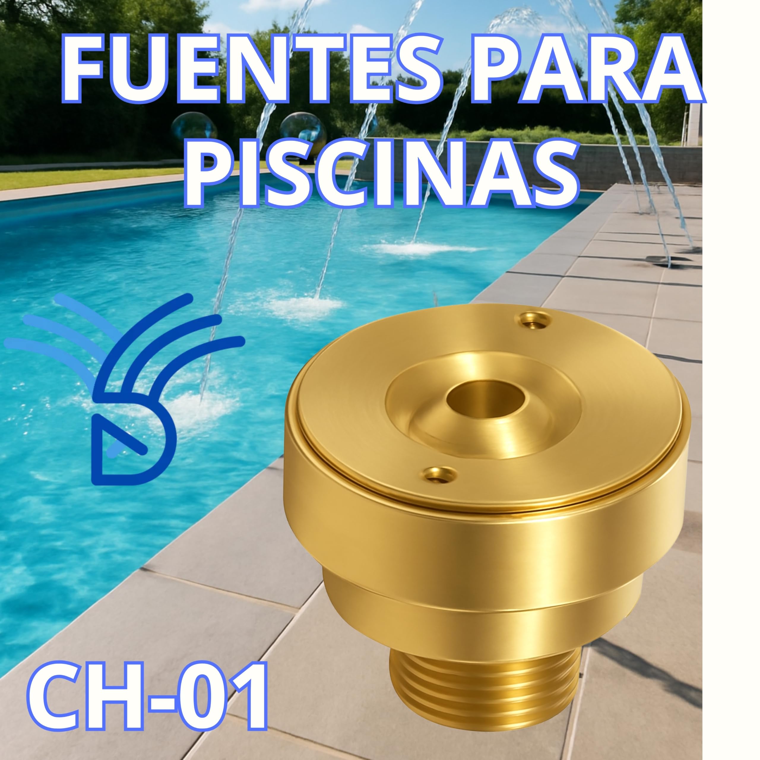 Fuente para Piscinas Boquillas con Chorro Orientable para Orilla Piscinas Fuentes Secas Toberas Caños Fuente Piscina (CH01)