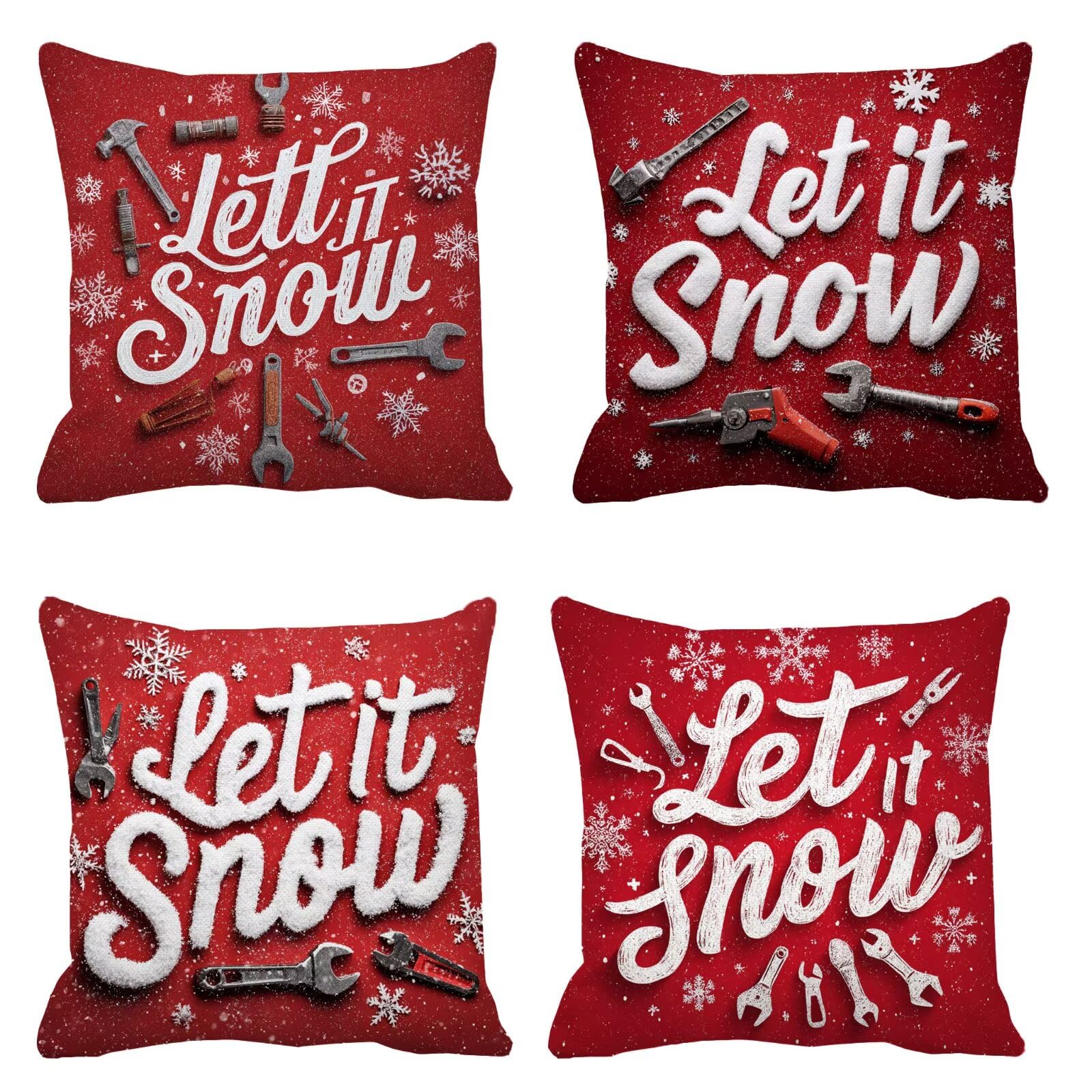 Fiocchi neve Cuscini da Esterno 50x50 Set da 4 Federe Cuscini Divano Strumenti Copricuscini Velluto Copri Cuscino Divano, Impermeabili Copricuscino, Quadrato Cuscino Decorativo, Decorazione Casa t-881