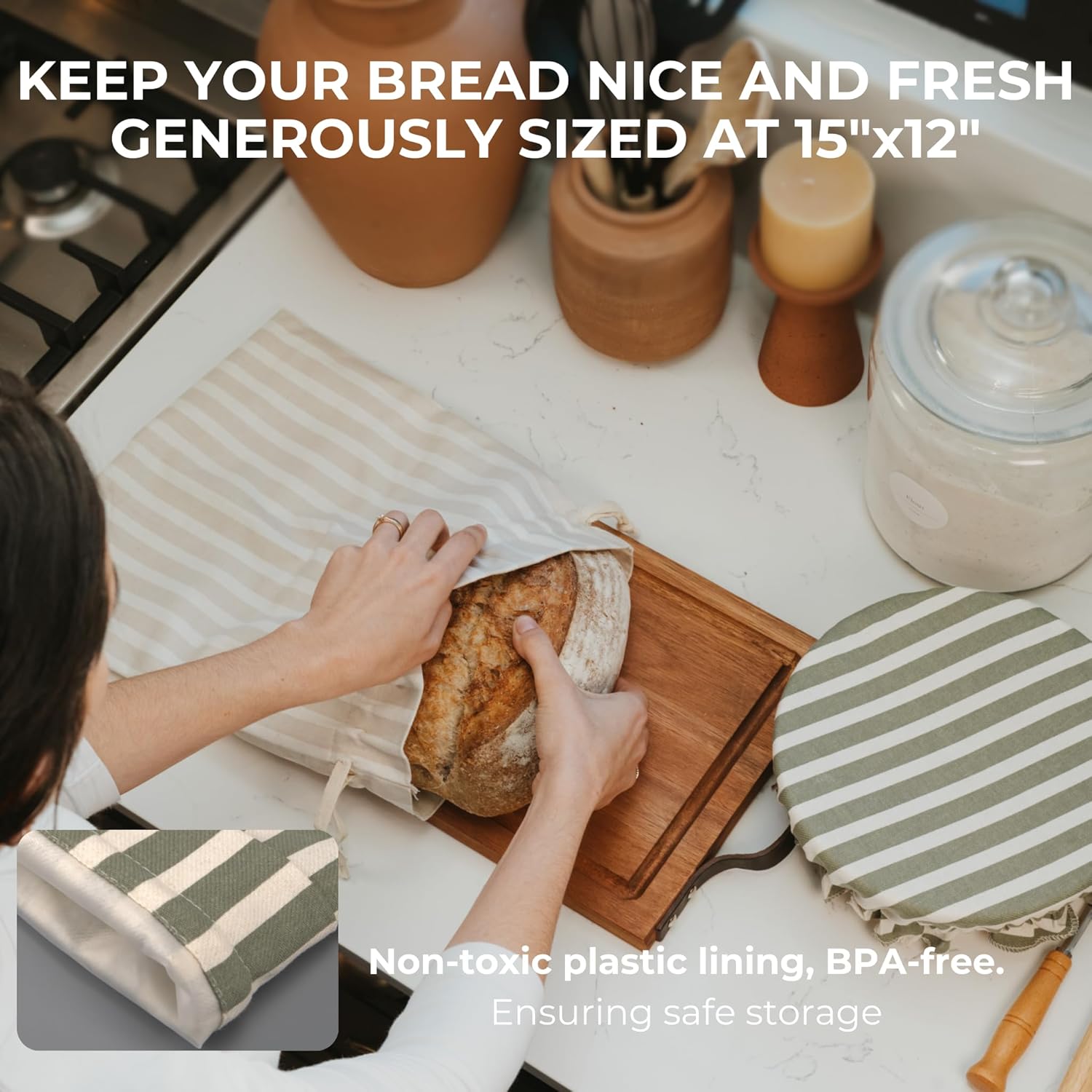 Beautiful Linen Bread Bag Set and Proofing Cover For Zambia Ubuy