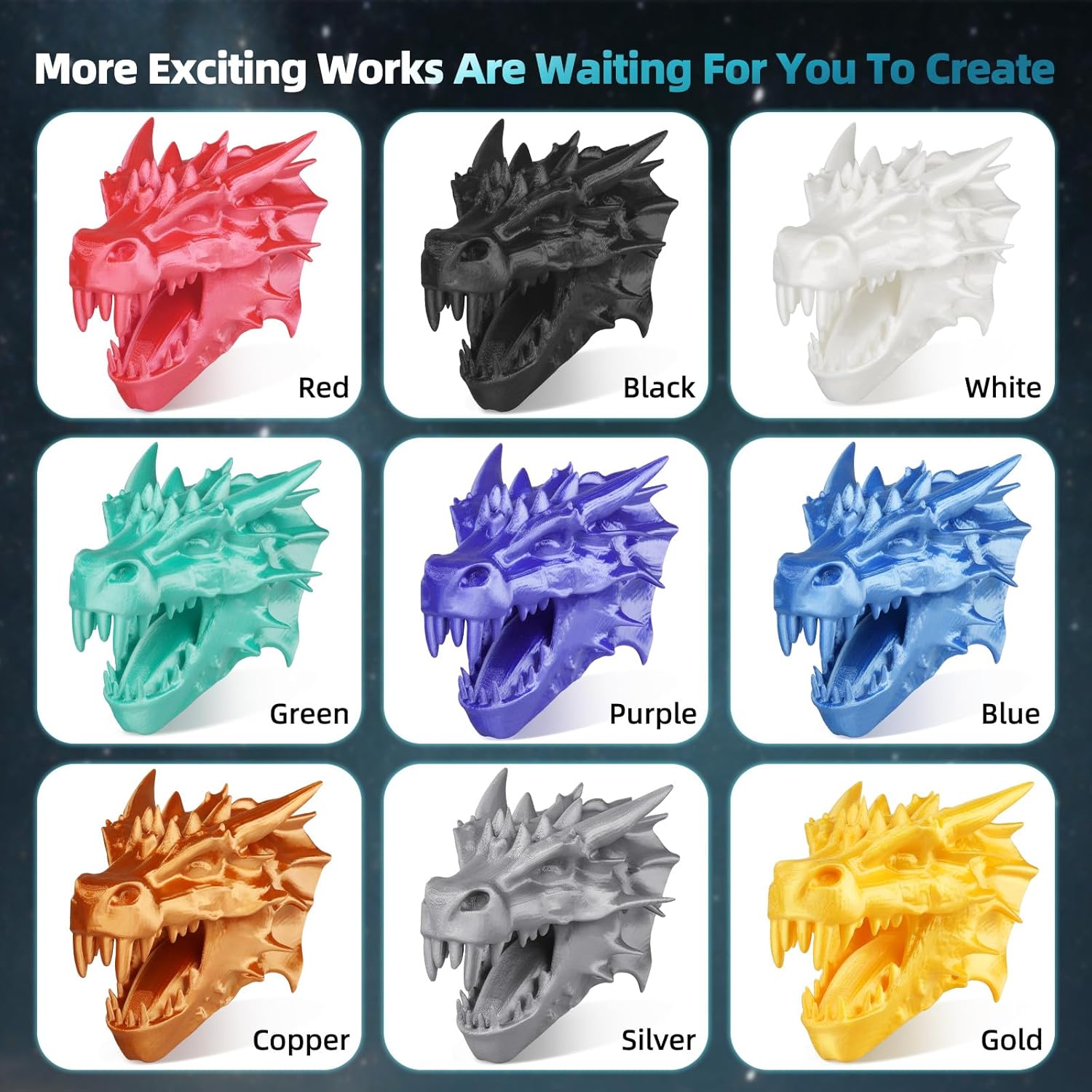 Silk Blue PLA Filament 1.75mm, 3D Printer Filament Silk PLA 1KG Spool (2.2lbs) Dimensional Accuracy Probability +/- 0.02mm Fits for Most FFF 3D Printers - Blue PLA Silk - Image 6