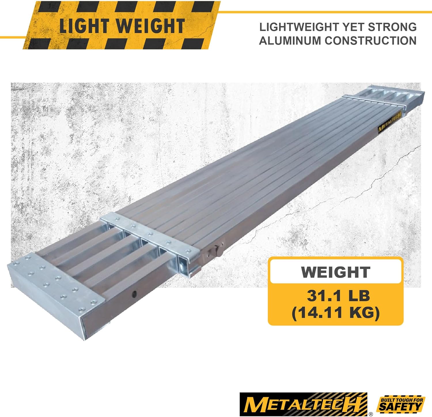 Metaltech M-PEP7000AL Telescopic Aluminum Plank Board, 6 to 9-ft. Adjustable Work Platform for Step Ladders and Sawhorses, Work Plank, Ladder Accessory, and Scaffold Tool for Home Improvement