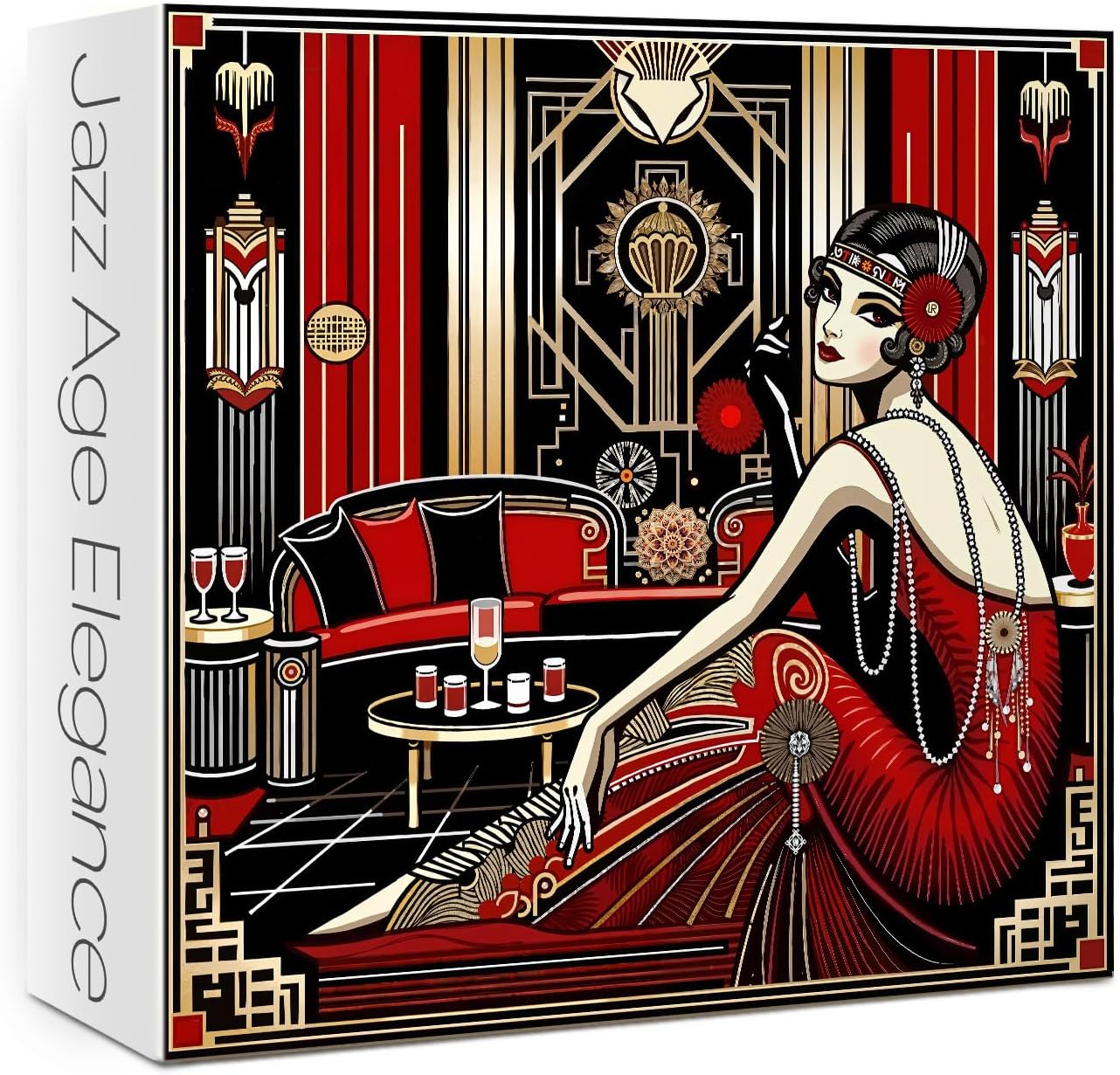 Vintage Wine Elegant Lady Puzzles for Adults 1000 Pieces. Beautiful Woman Crystal Aesthetic Jigsaw Puzzles. Challenging Colorful Diamond, Retro,Art Puzzles