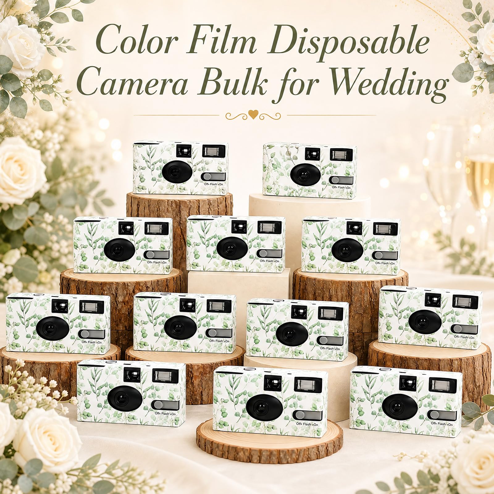 Paquete de 6 cámaras desechables a granel para boda con película mejorada de 35 mm, cámara desechable de eucalipto de un solo uso con flash, ISO 400 17 exposiciones para viajes al aire libre
