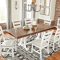 Vista 2 de Signature Design by Ashley Valebeck Farmhouse - Mesa de comedor rectangular con extensión, se adapta hasta 8 unidades, color blanco y marrón