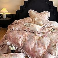 Vista 125 de 3 piezas de juego de funda de edredón tamaño individual XL, funda de edredón blanca con estampado floral azul, ropa de cama coquette de algodón