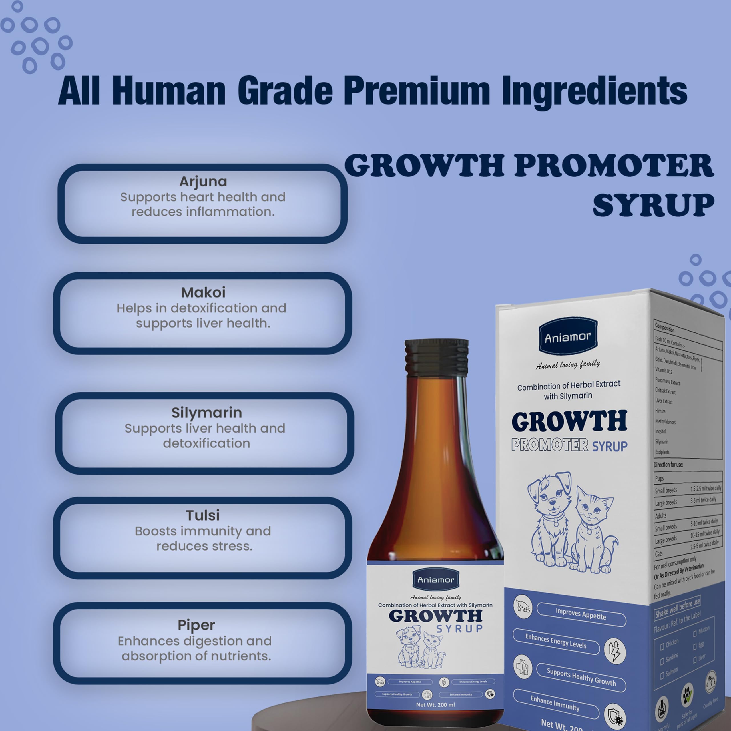 Aniamor Growth Promoter Syrup for Dogs and Cats||Pets Supplement|All Life Stage|200ml Bottle 4