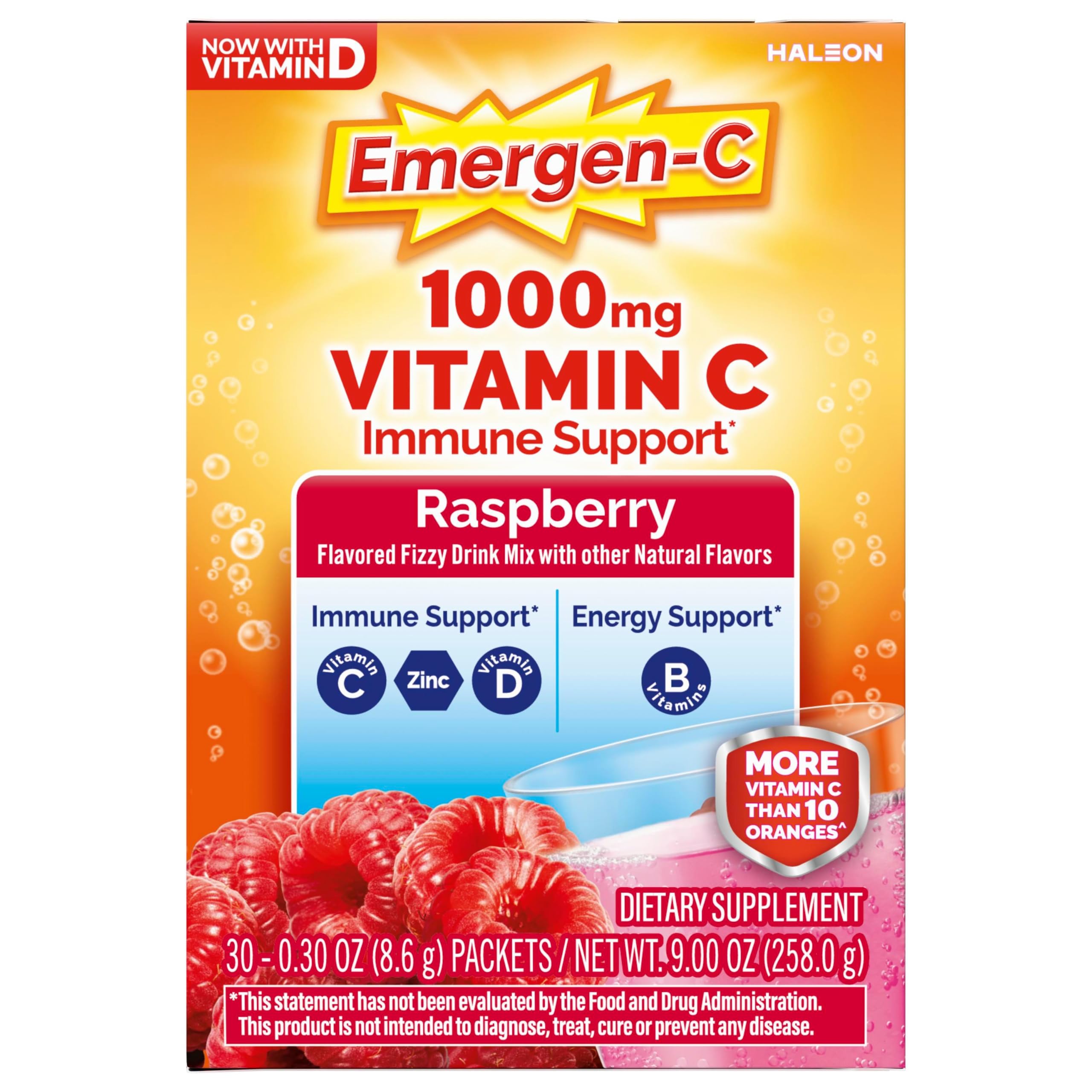 Emergen-C Vitamin C 1000mg Immune Support Powder, Raspberry, 30 Packets — Amazon image 13