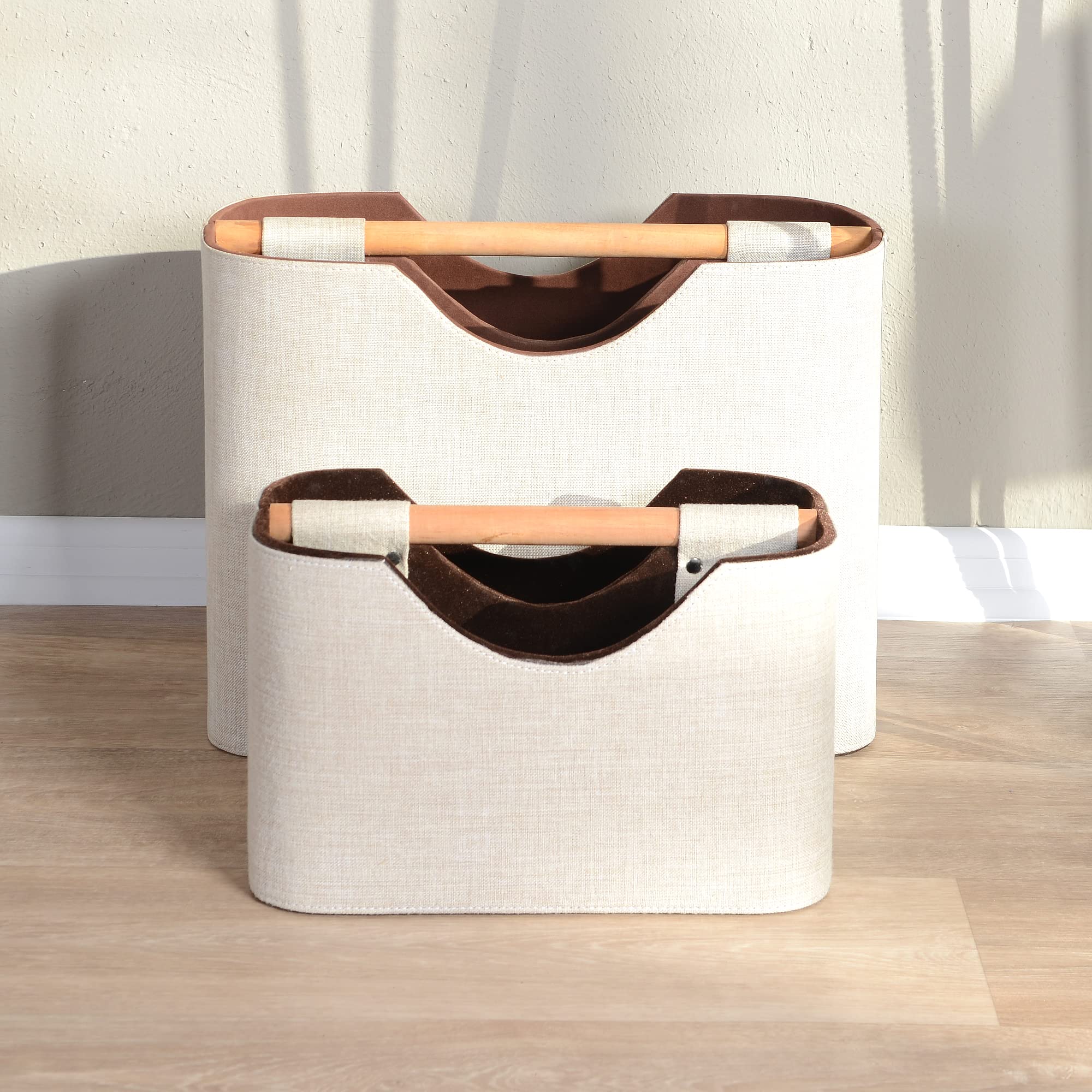 Portariviste in tessuto, 30 cm, in legno, stile moderno, colore marrone
