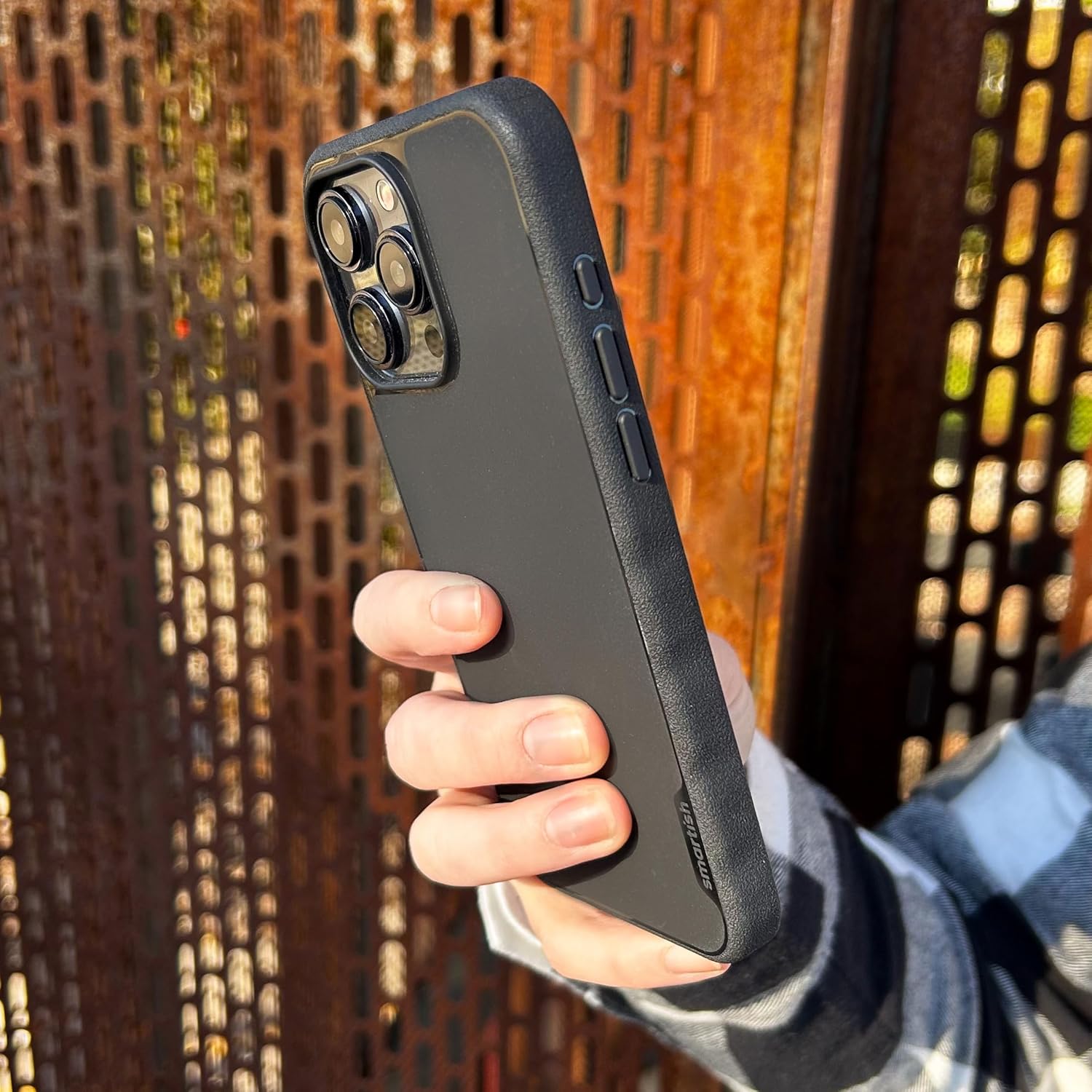 Smartish® iPhone 15 Pro Magnetic Case - Gripmunk Compatible with MagSafe [Lightweight + Protective] Slim/Thin Grip Cover with Microfiber Lining for Apple iPhone 15 Pro - Black Tie Affair - Image 9