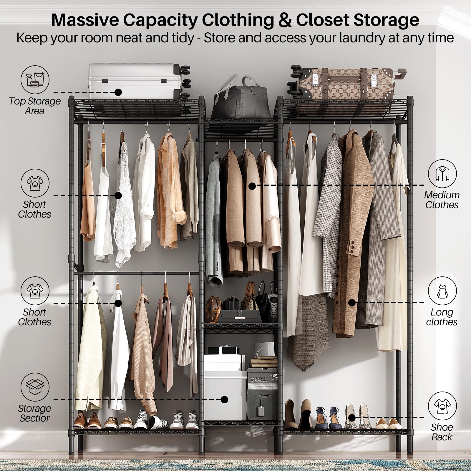 洋服 棚 Amazon.com: Redlife Garment Rack, 77 Inch Clothes Rack for Corner