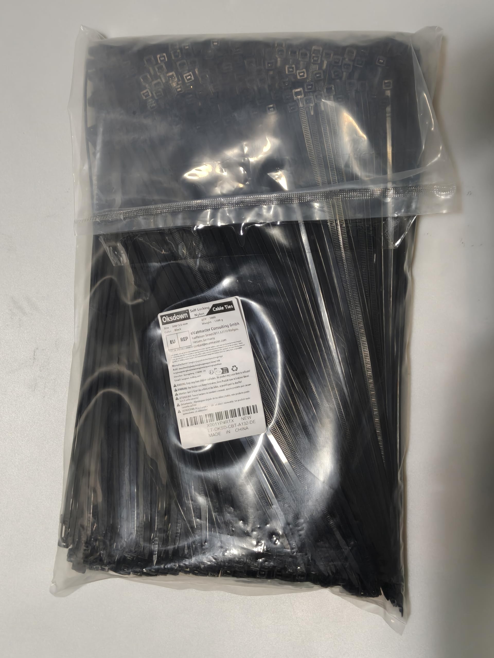 Nero Fascette Plastica per Cavi Stringicavo 1000 Pezzi 3,6mm x 300mm Nere Nylon Fascette Elettricista per Gestione dei Cavi Elettrici Giardinaggio