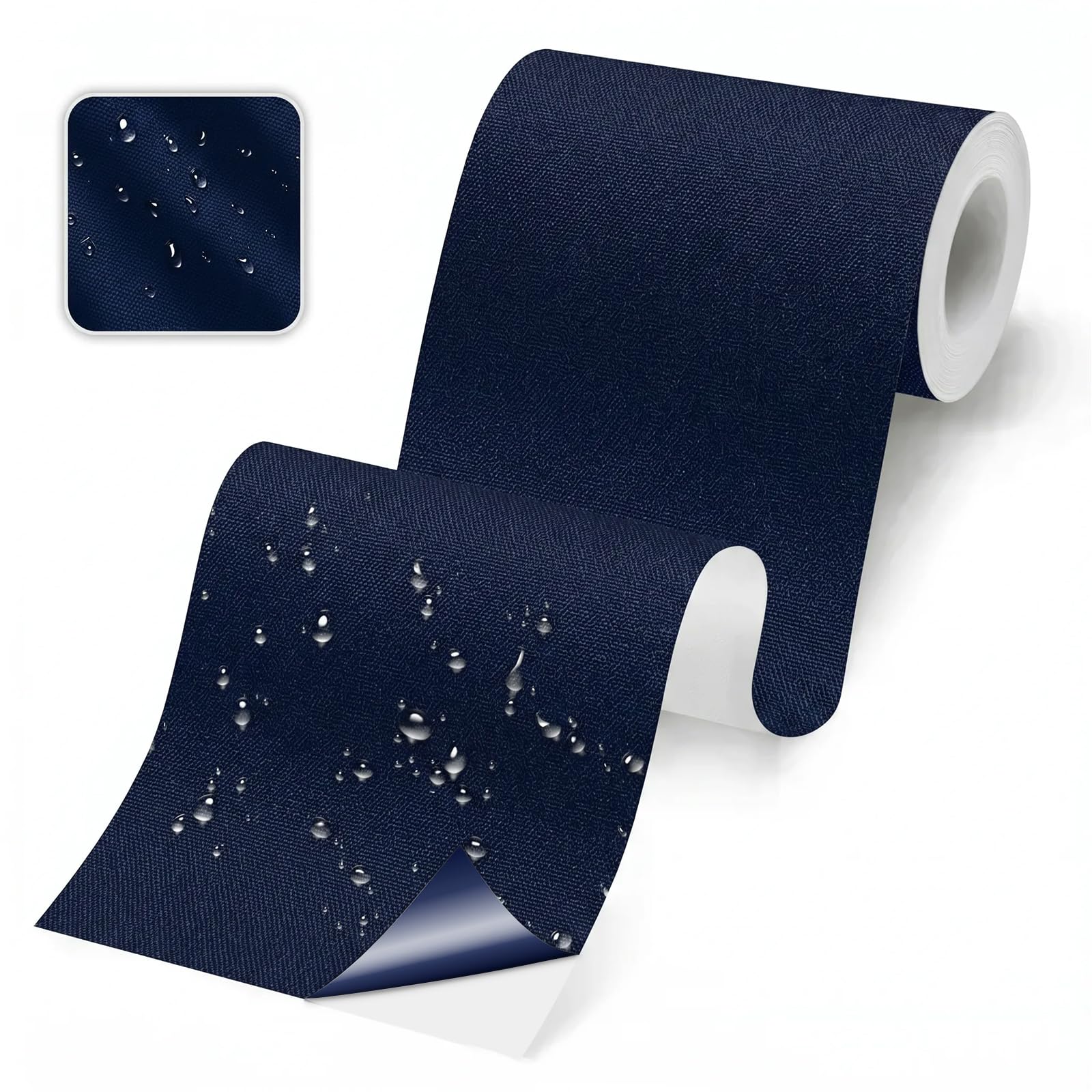 Skystuff Self-Adhesive Canvas Repair Tape, Heavy Duty Waterproof Fabric Repair Patches for Sofa, Chair, Awning, Tent, Clothes, Camping Outdoor Gear, Instant Strong Fix, 10x200cm, Navy