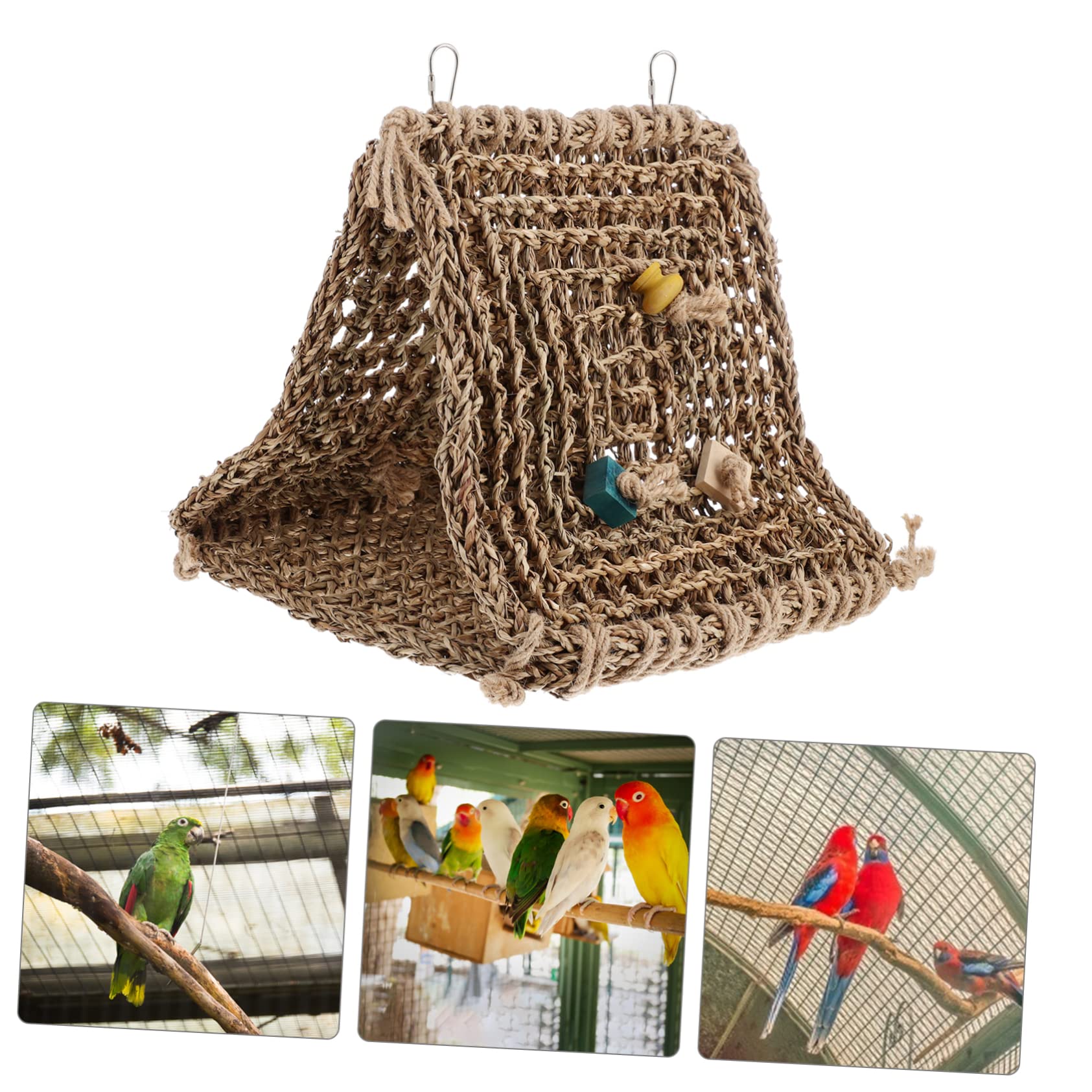 WOONEKY Hamac Suspendu pour Oiseaux Cage à Perroquet Nid de Couchage Balancelle Rotin Lit pour Perroquet Nid pour Oiseaux Plusieurs Styles
