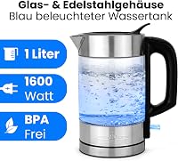ProfiCook Vízforraló Rozsdamentes Acél 1L Kék Világítás 1600W 2