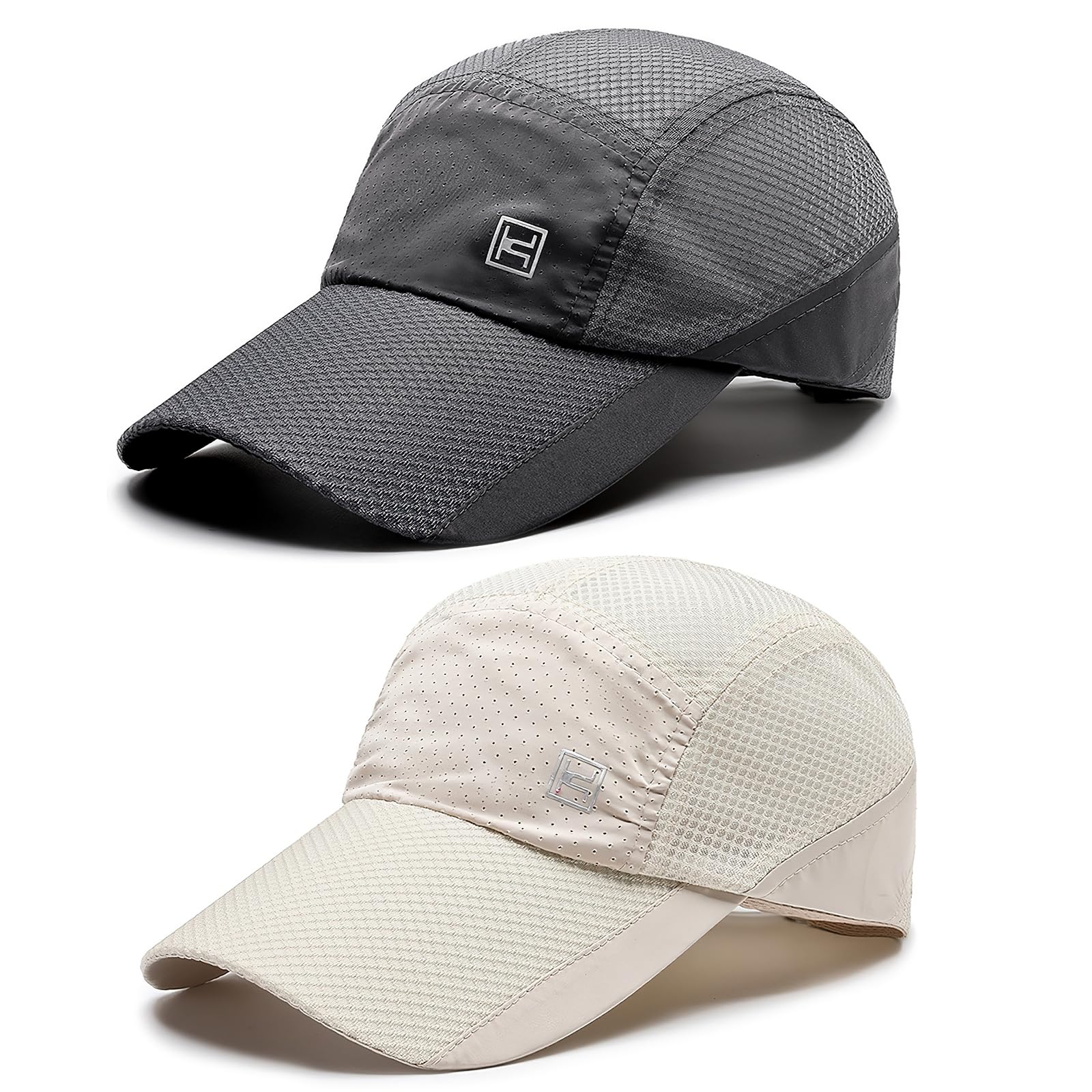 AYPOW ATPOW 2 Packs Gorra de BéIsbol de Secado Rápido Deportiva Hombre Mujer, Gorra Running de Protección Solar Malla Ligera Transpirable, Gorras de Verano Plegable Ajustable Sombreros de Verano Unisex