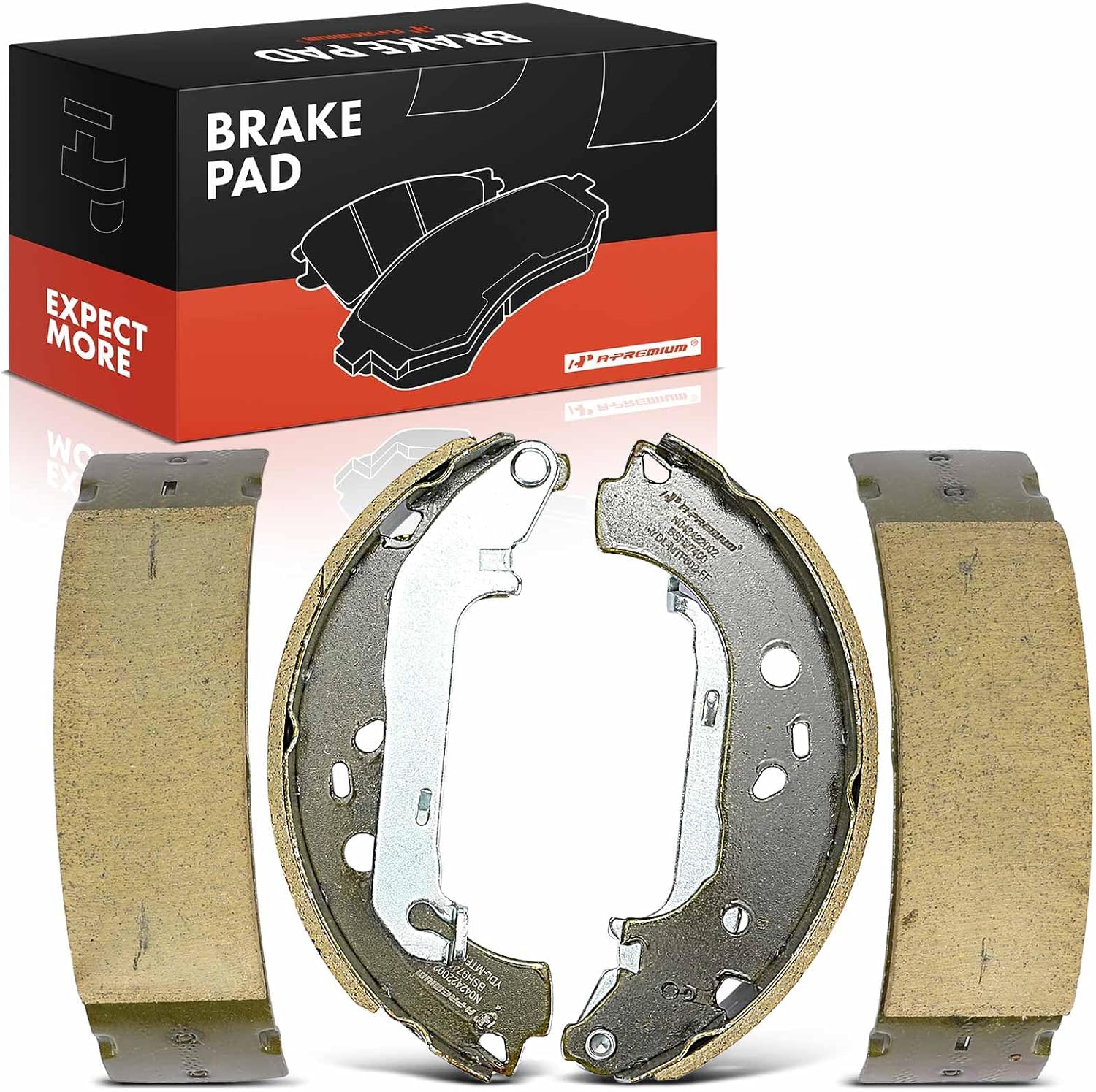 A-Premium Rear Ceramic Drum Brake Shoes Set Compatible with Select Ford Models - Transit Connect 2010 2011 2012 2013, 4 Pcs