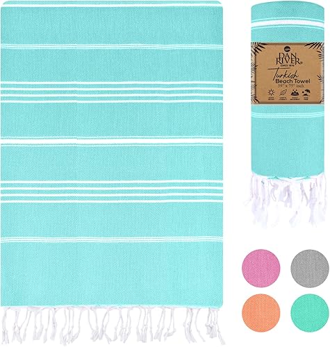 DAN RIVER Toalla de playa turca Toalla turca de piscina 100% algodón con flecos, toalla de algodón suave y absorbente para playa, piscina, baño y
