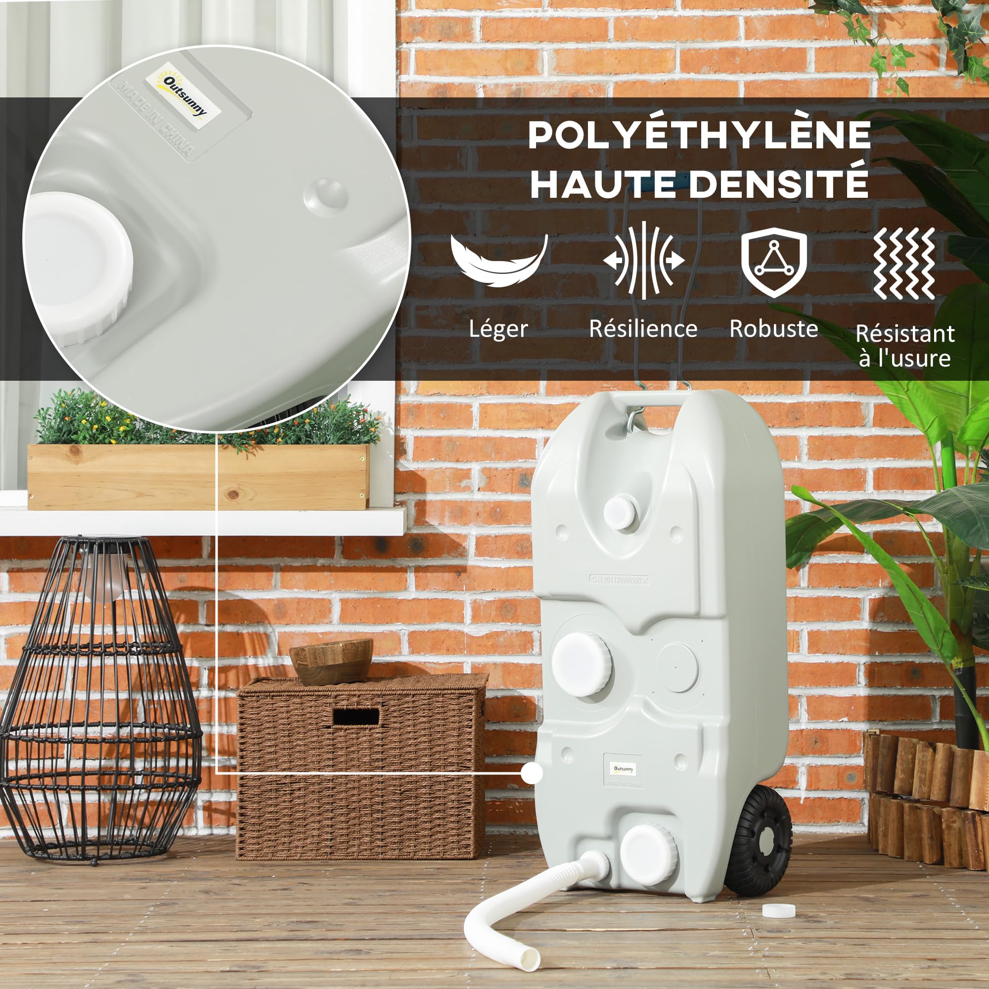 Outsunny Waterreservoir op wielen voor camping, draagbare waterjerrycan, 22 l, met draaibare afvoeruitloop, niveau-indicator, inklapbare handgreep, voor caravan, camper, grijs Outsunny Waterreservoir op wielen voor camping, draagbare waterjerrycan, 22 l, met draaibare afvoeruitloop, niveau-indicator, inklapbare handgreep, voor caravan, camper, grijs