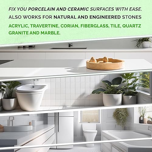 Miniatura 7 de Kit de reparación de porcelana (transparentetransparente y blanco)  Soluciona tus defectos en azulejos, fregaderos, bañeras y más. Adecuado para la